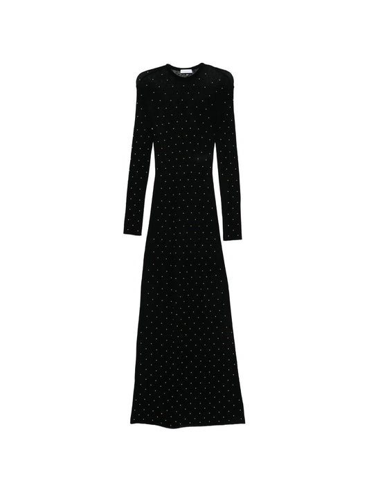 studded long-sleeve maxi dress