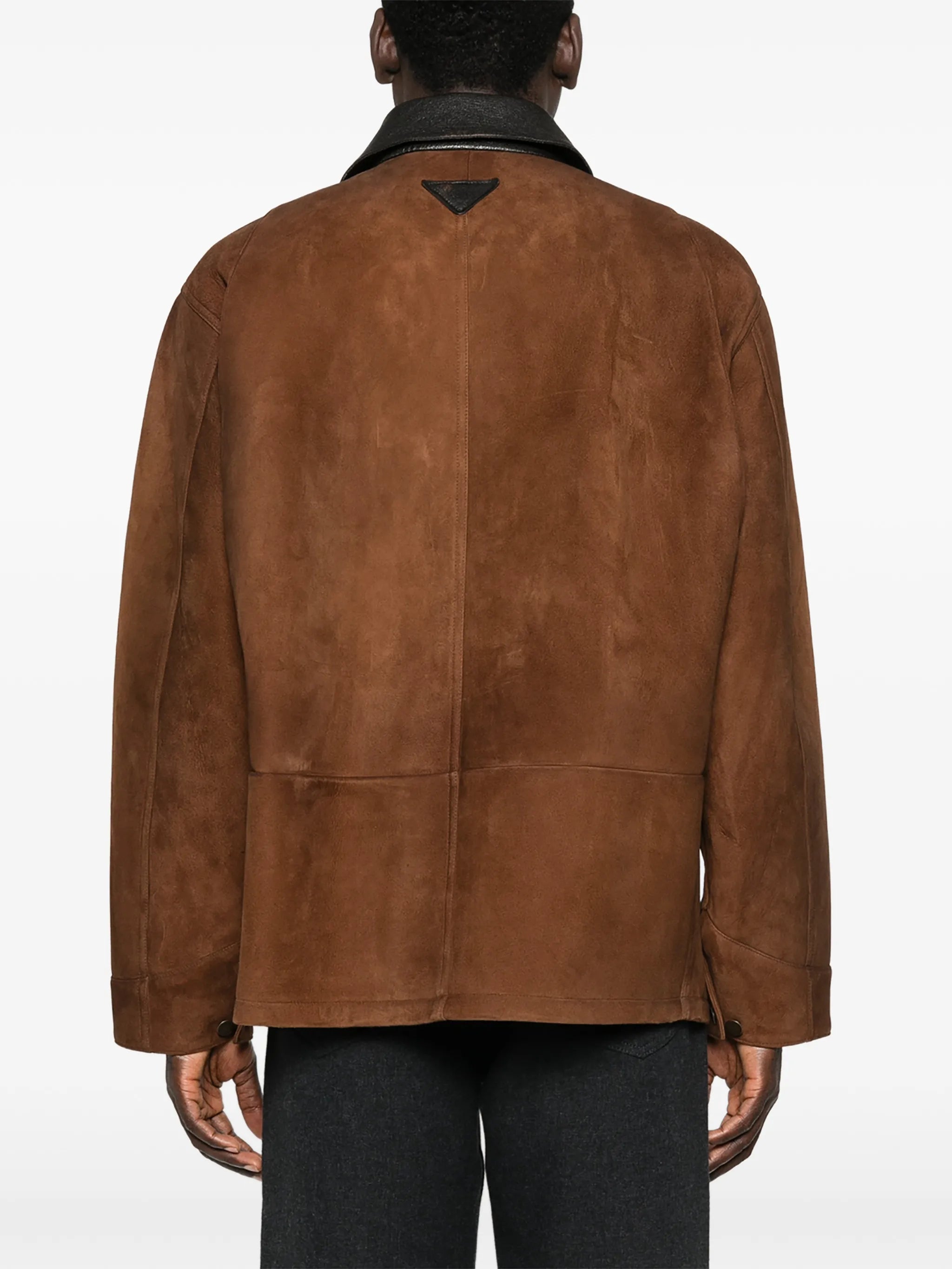 contrast-collar suede jacket