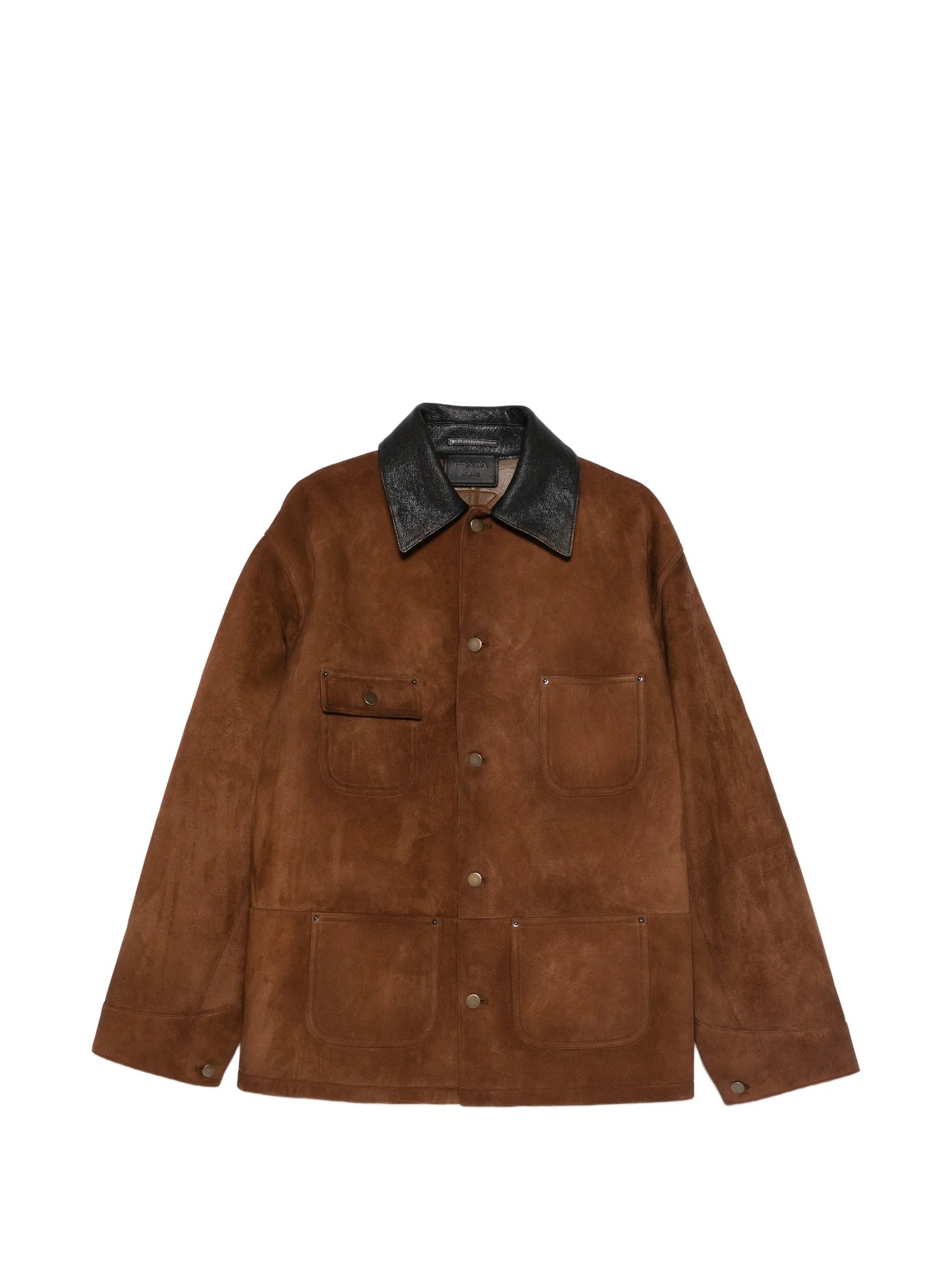 contrast-collar suede jacket