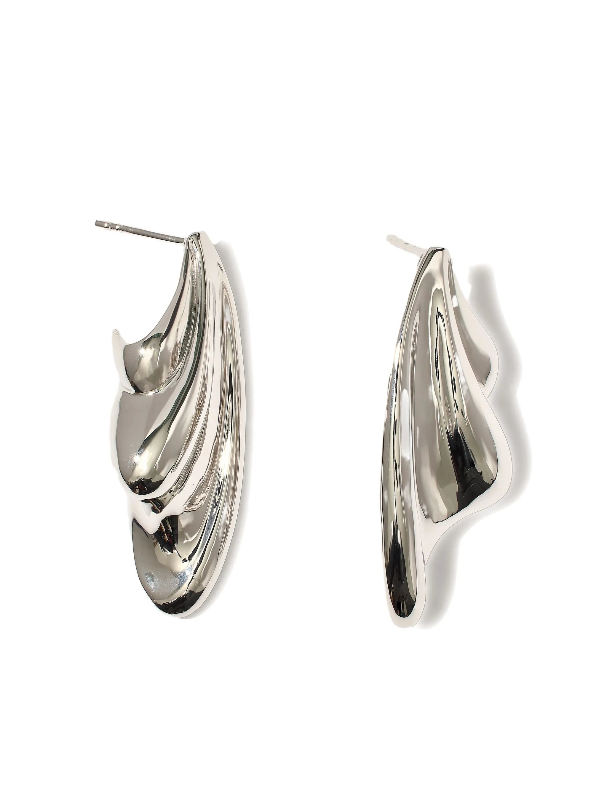 statement wave silver earrings
