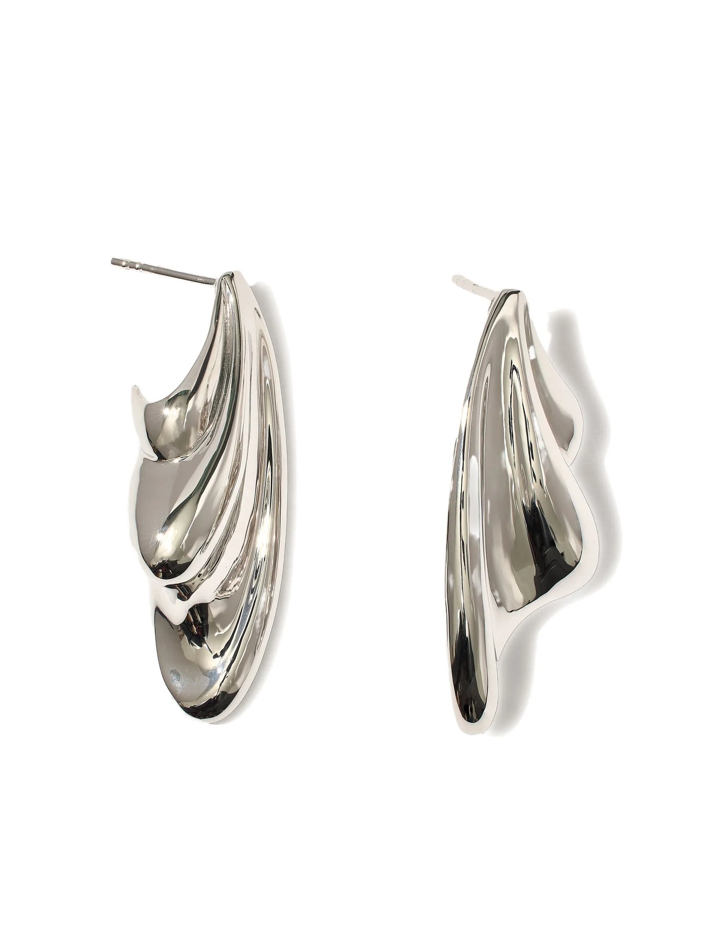 statement wave silver earrings