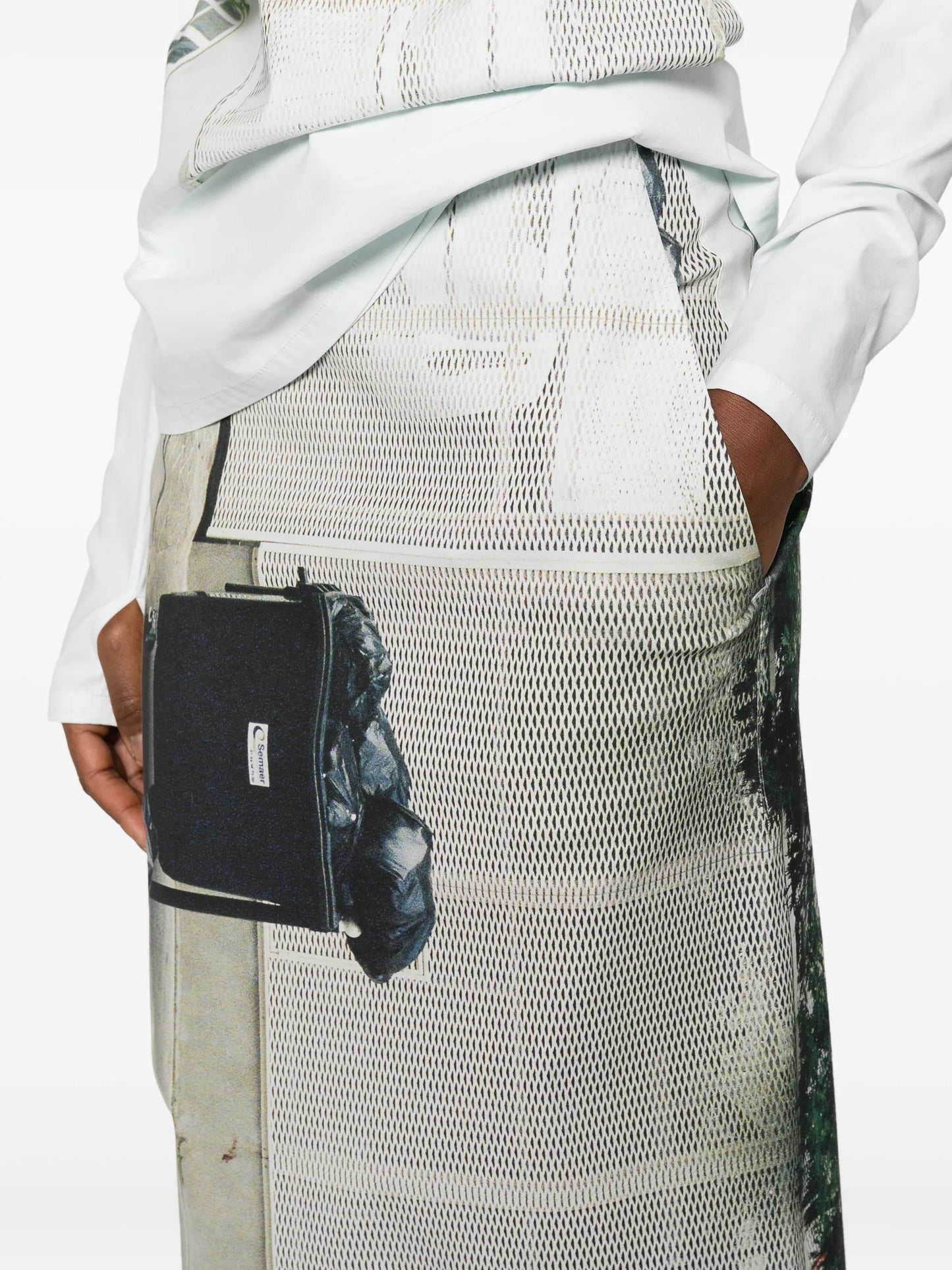 graphic-print street view pencil skirt