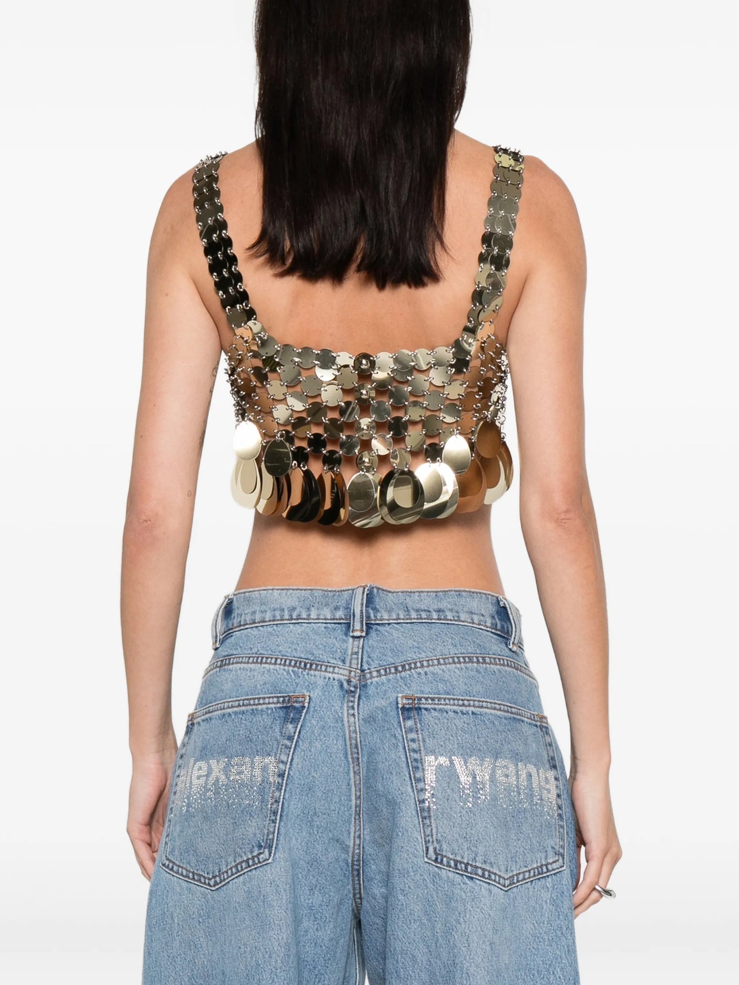 disc-embellished cropped top