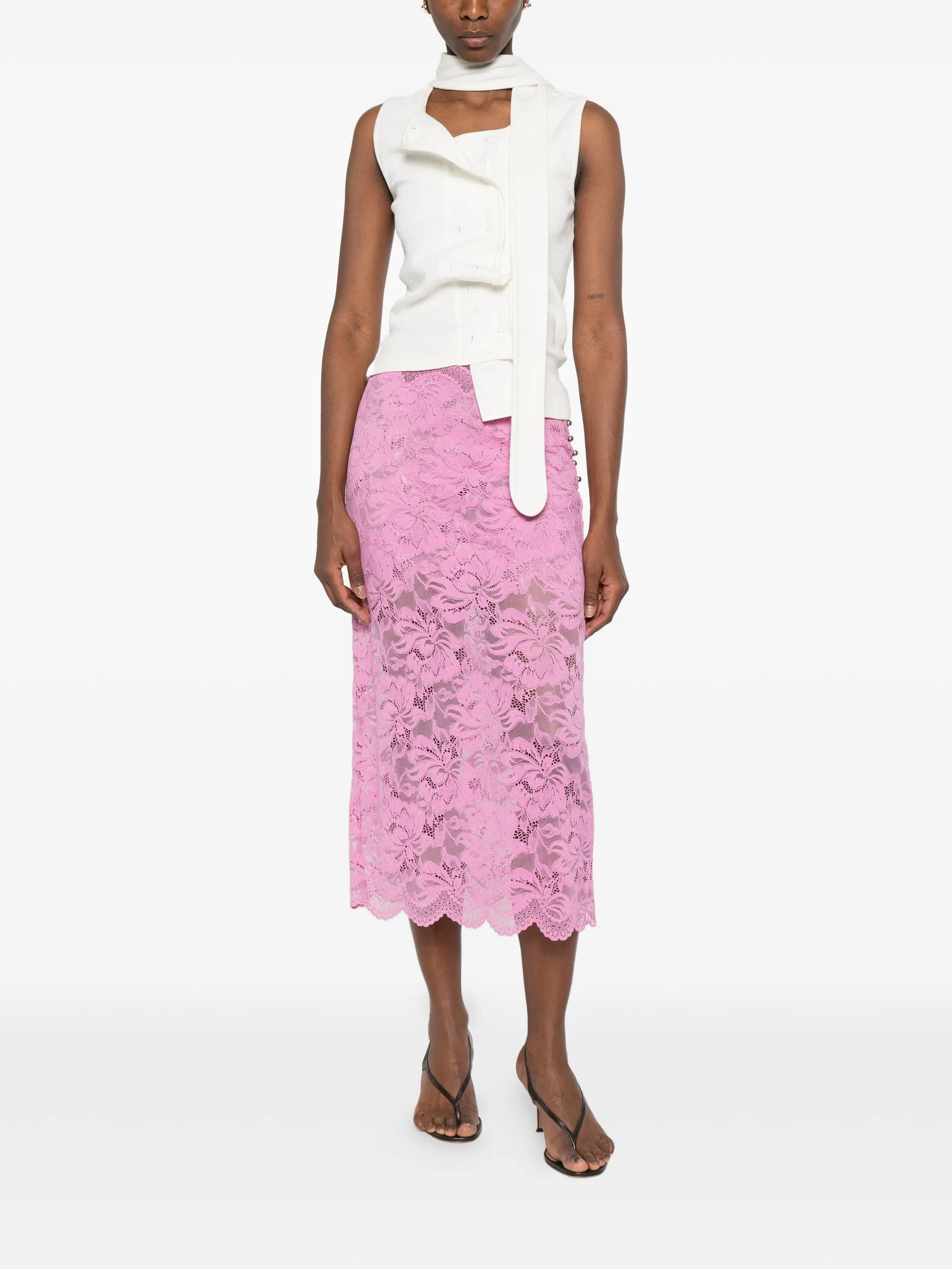 lace pencil midi skirt