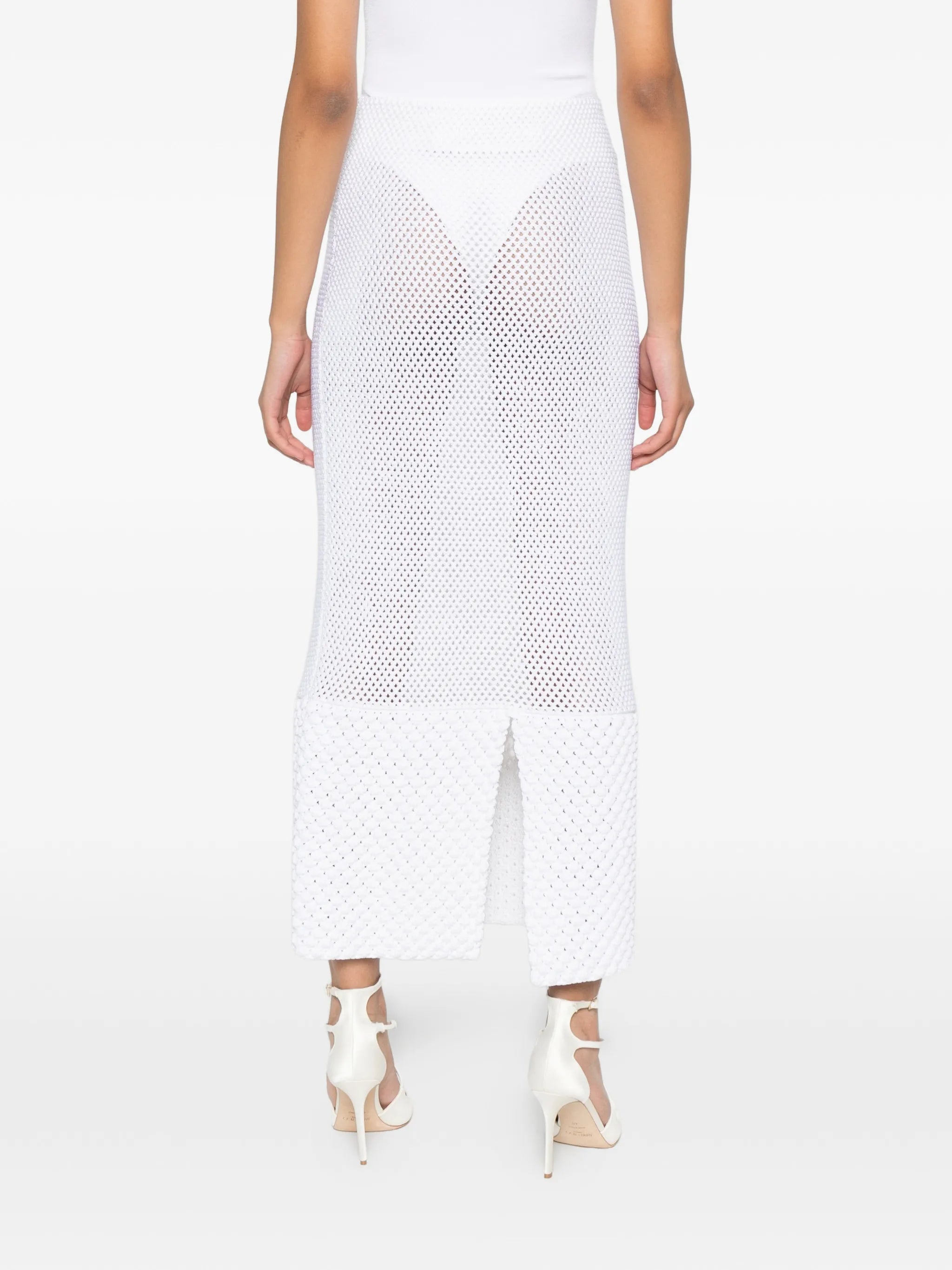 net stitch pearl trim skirt