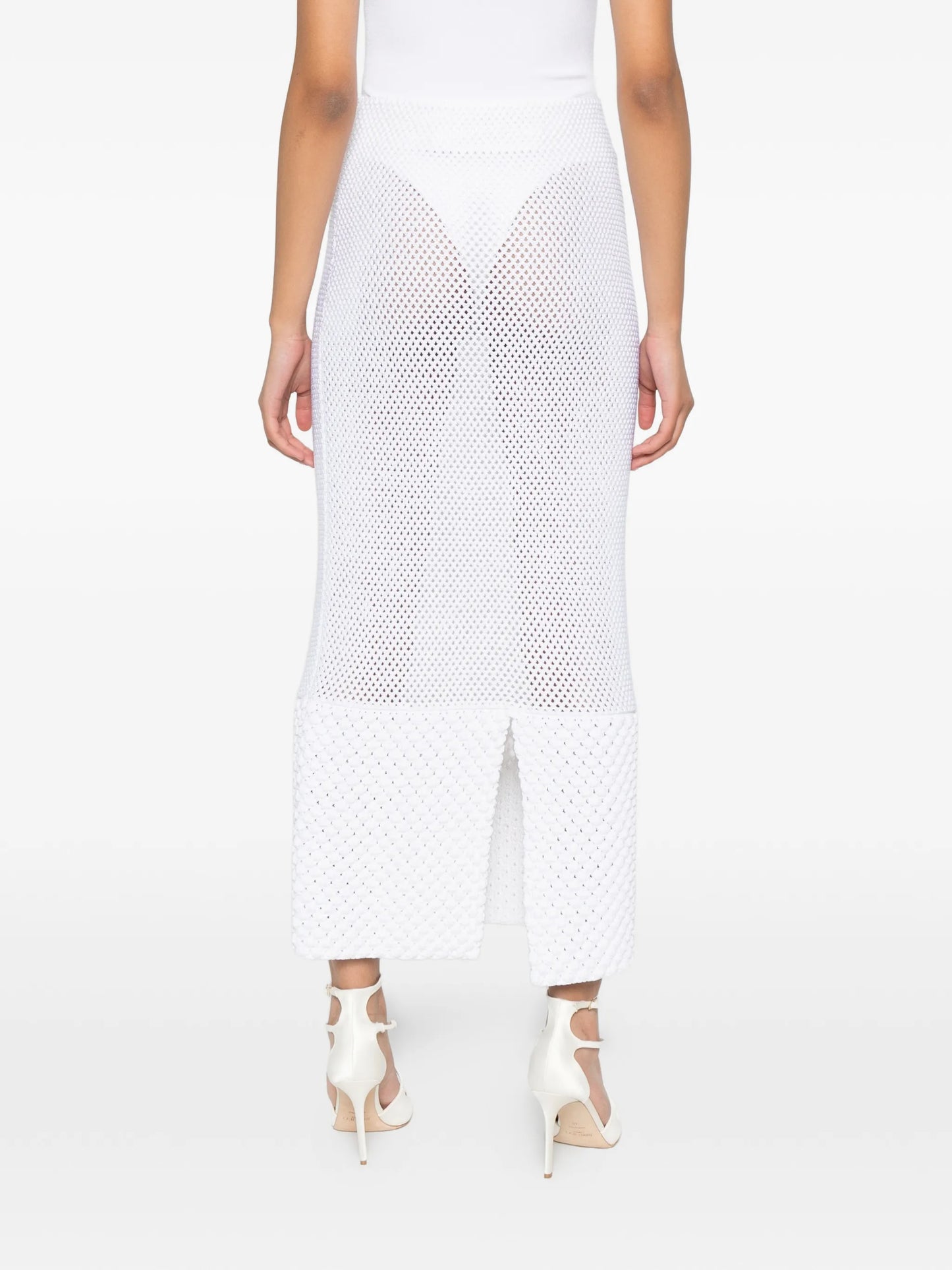 net stitch pearl trim skirt