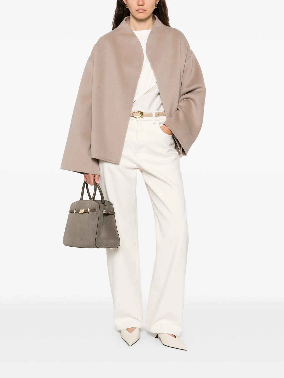open-front short oversized coat