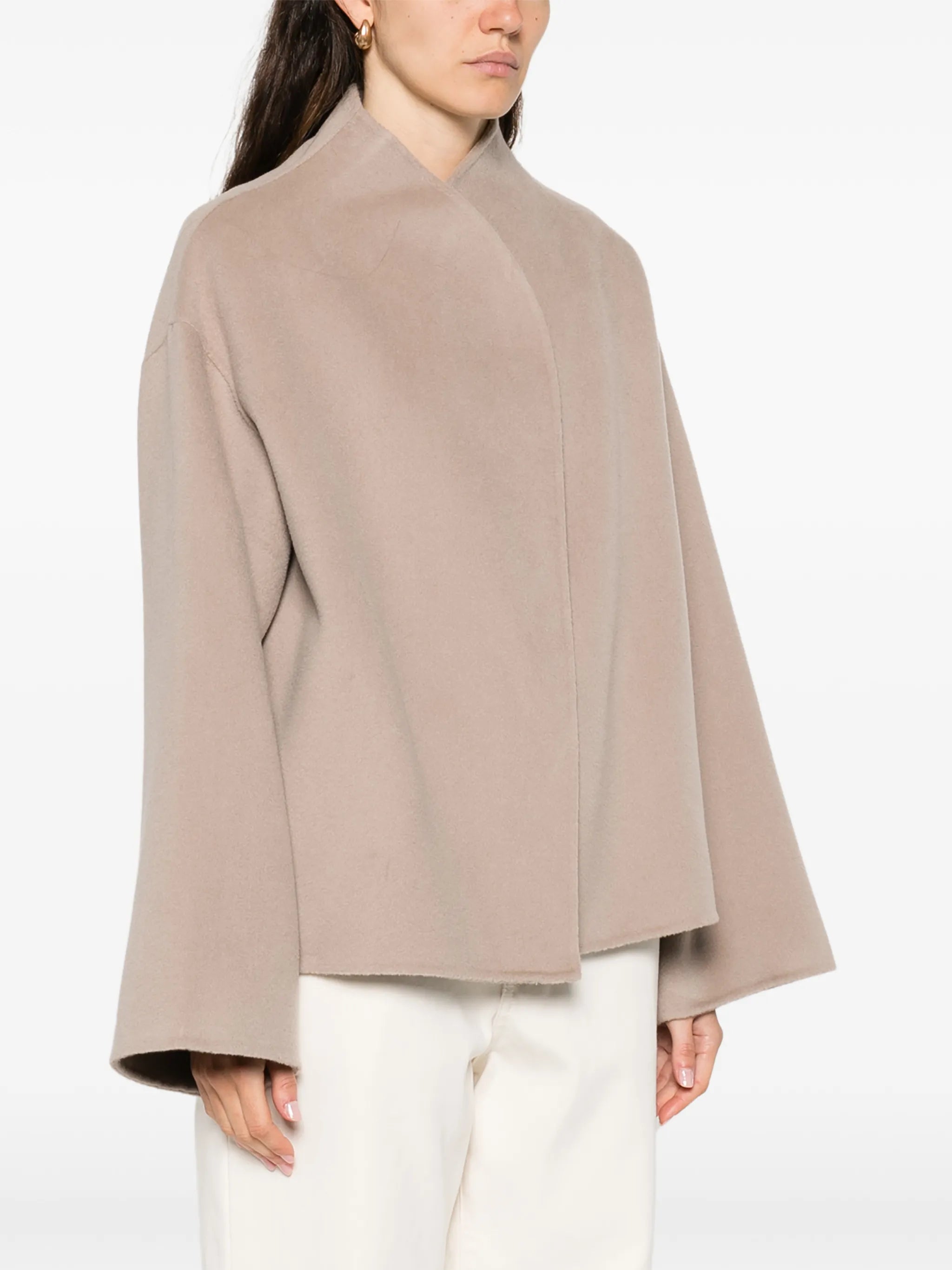 open-front short oversized coat
