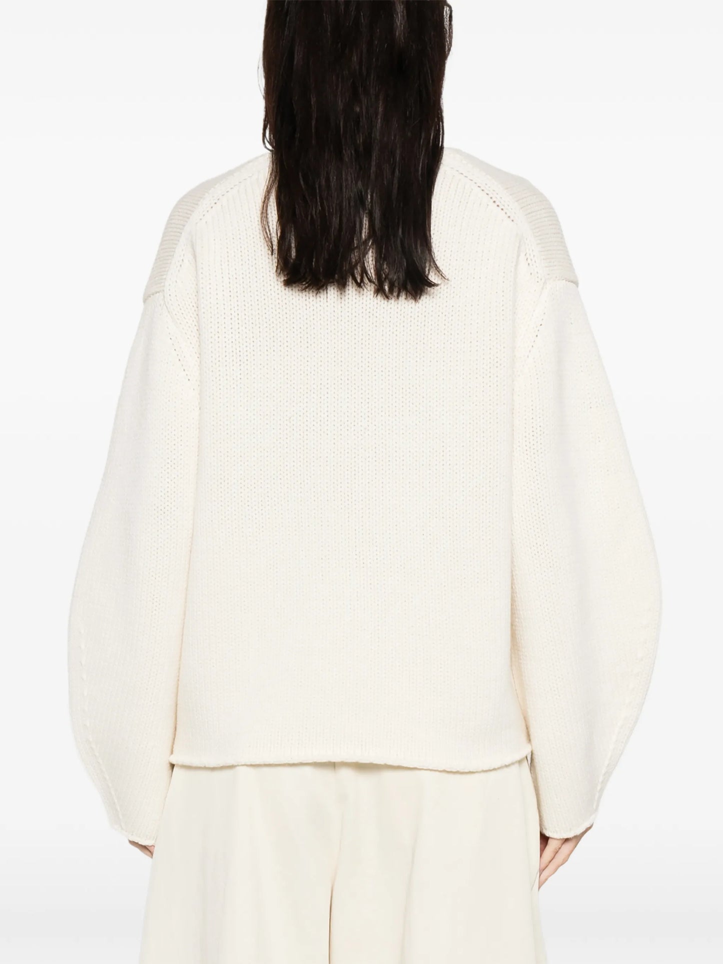 PUFF SLEEVE V-NECK KNIT