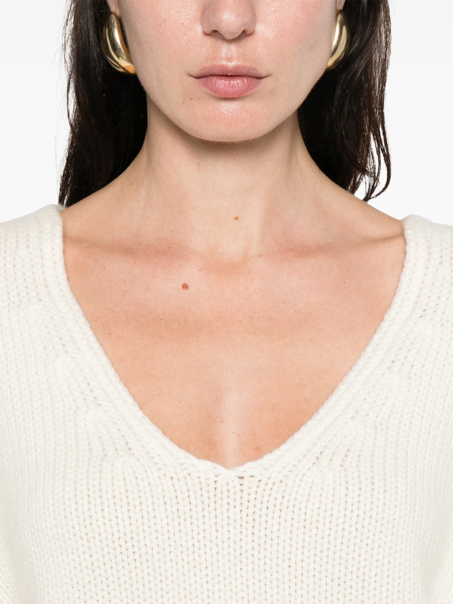 PUFF SLEEVE V-NECK KNIT