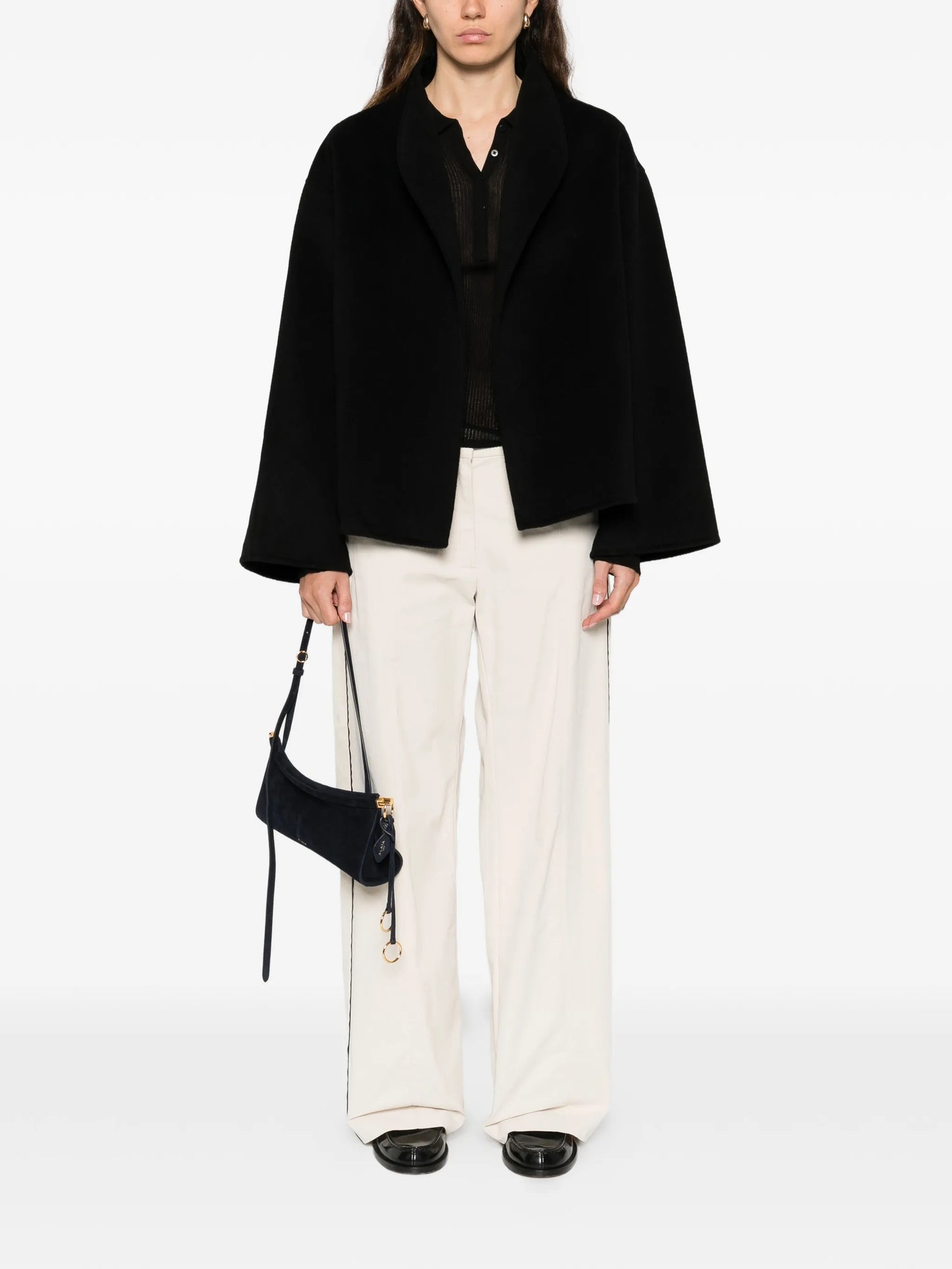 open-front short oversized coat