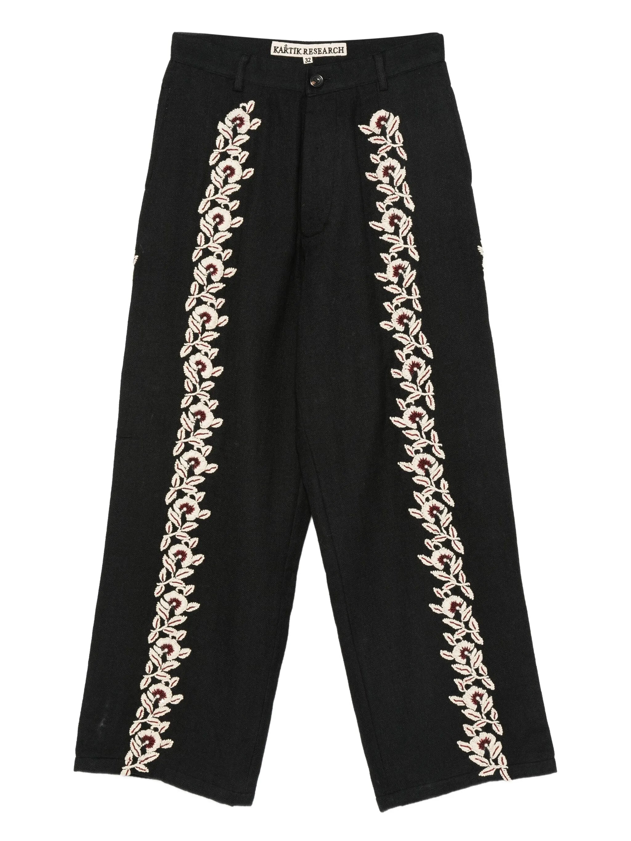 floral-embroidered trousers