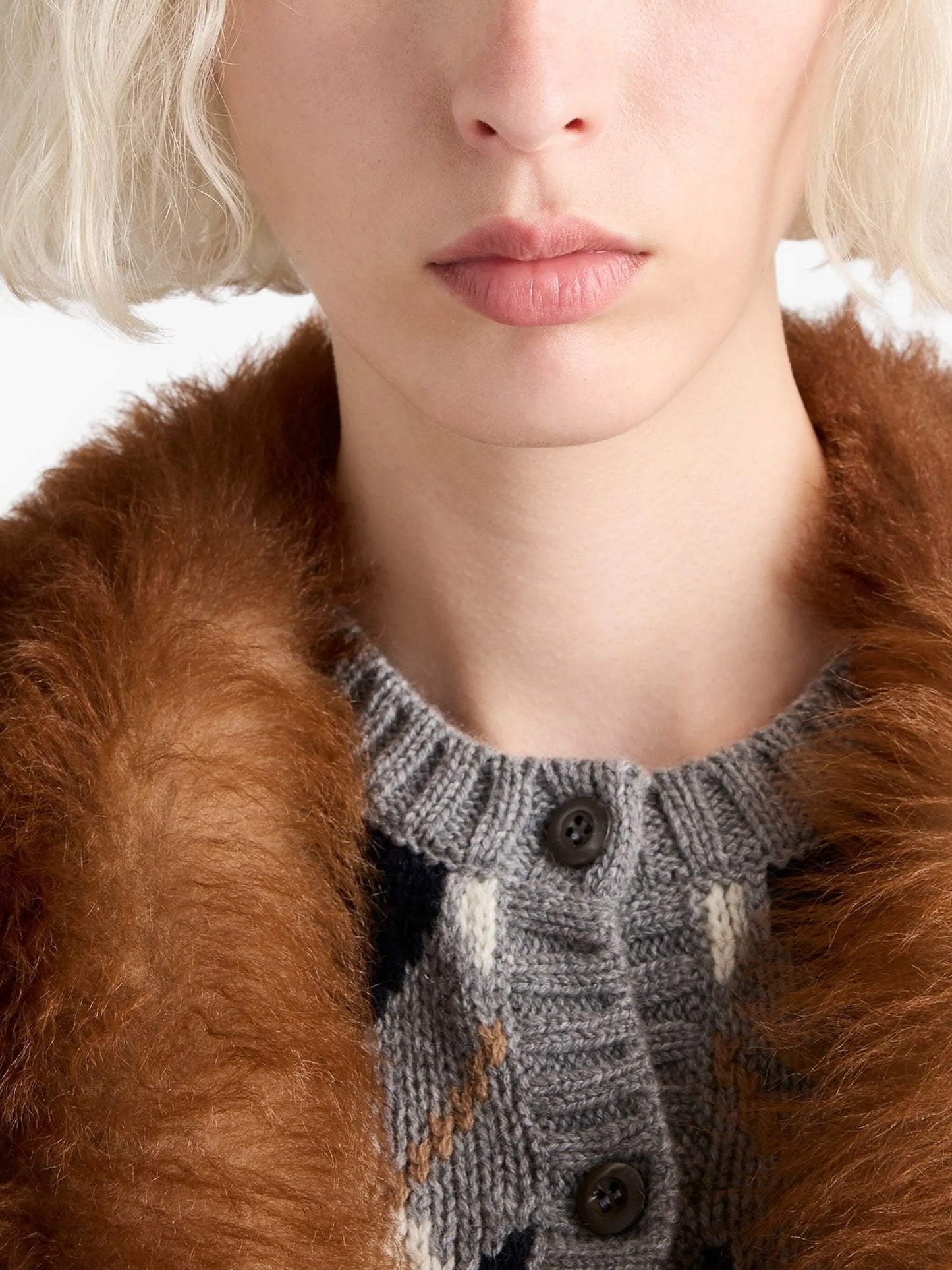 diamond-pattern wool cardigan