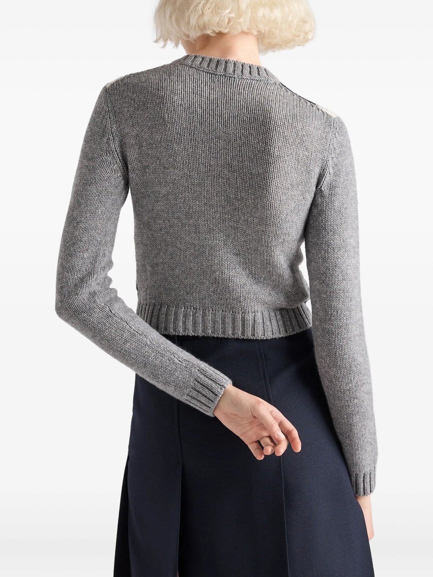 diamond-pattern wool cardigan