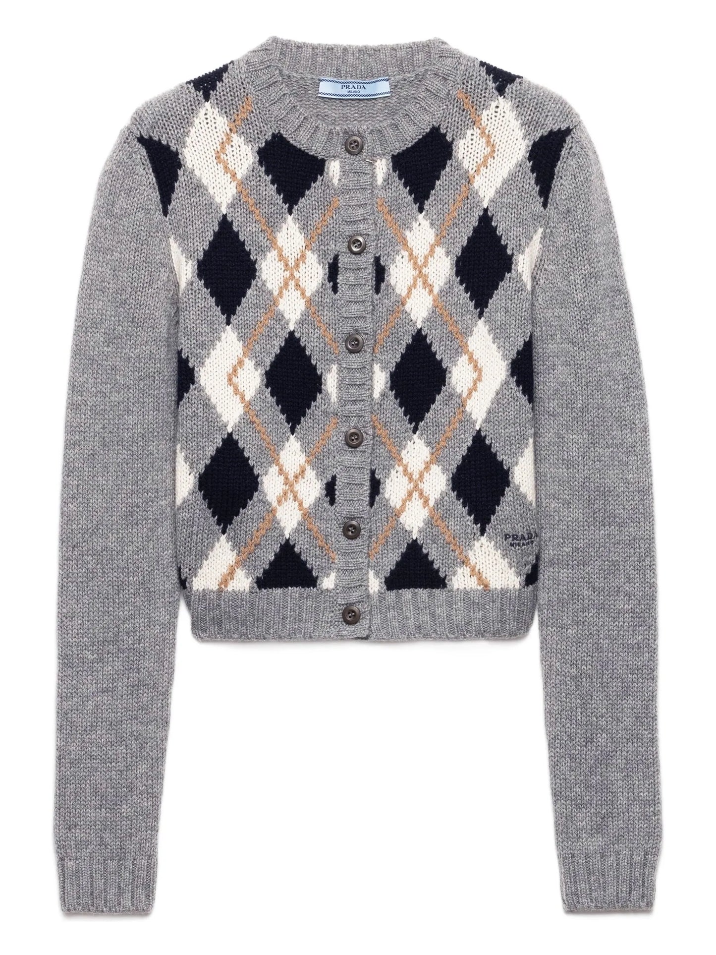 diamond-pattern wool cardigan