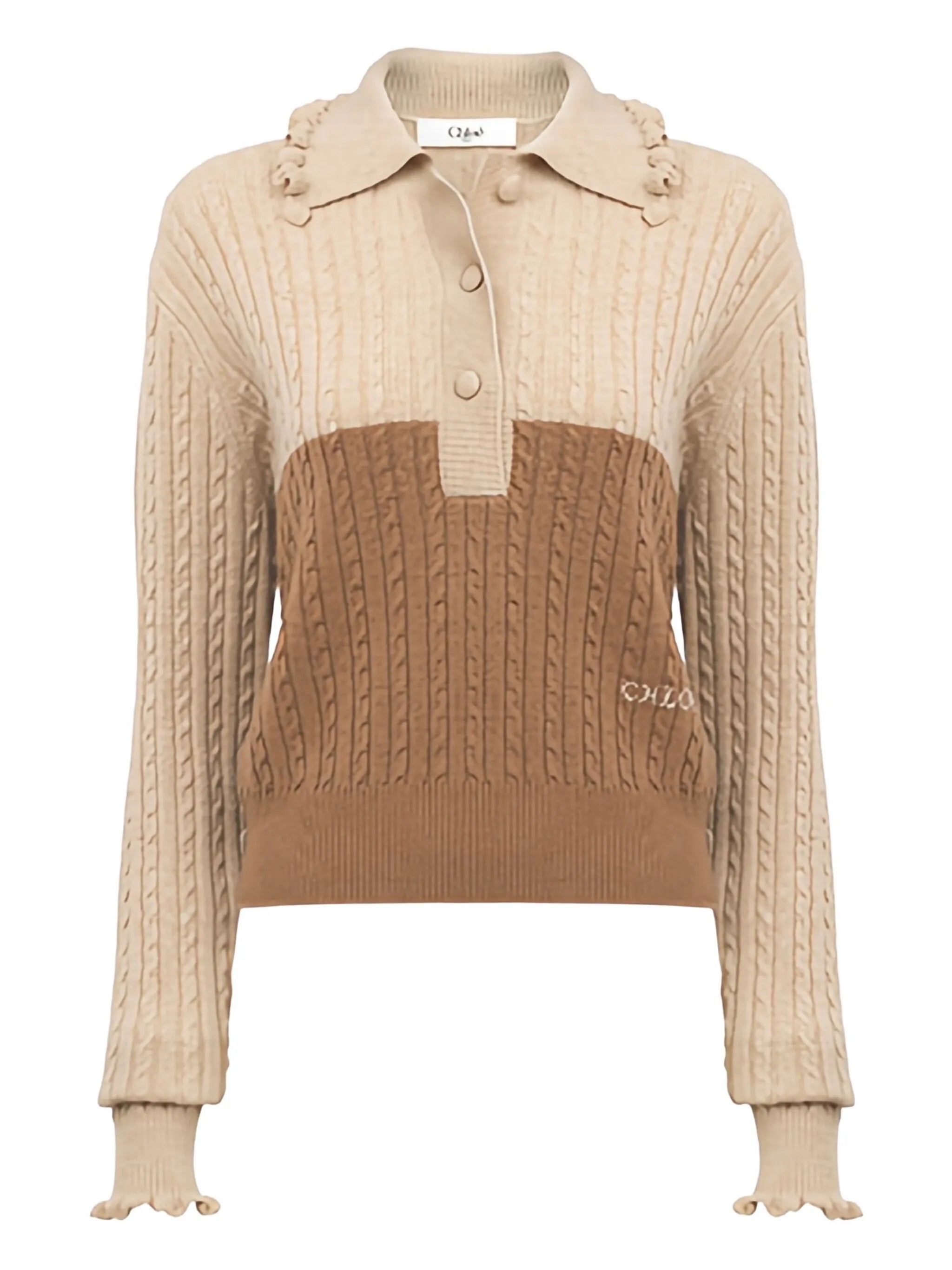 cable-knit two-tone sweater