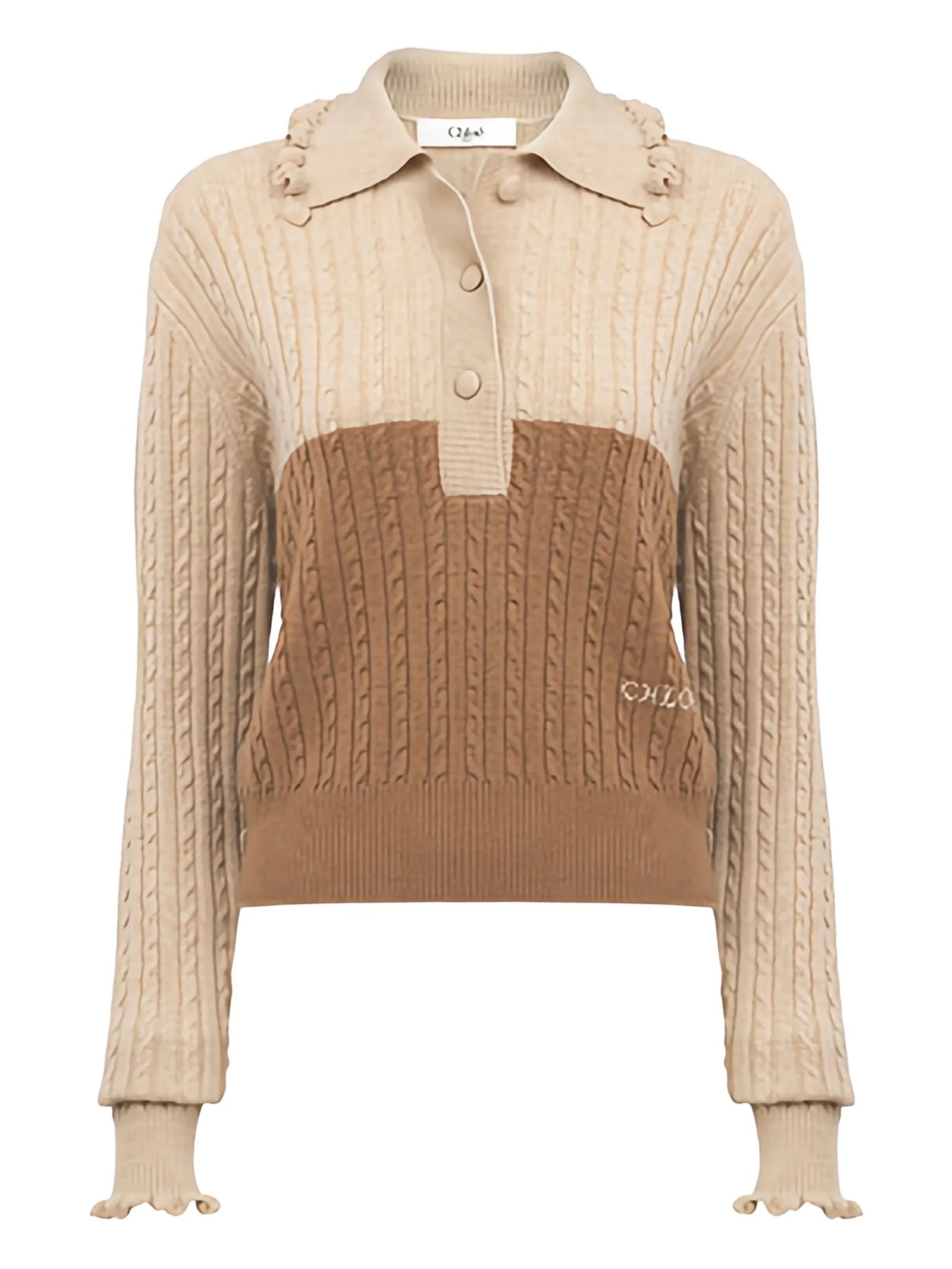 cable-knit two-tone sweater