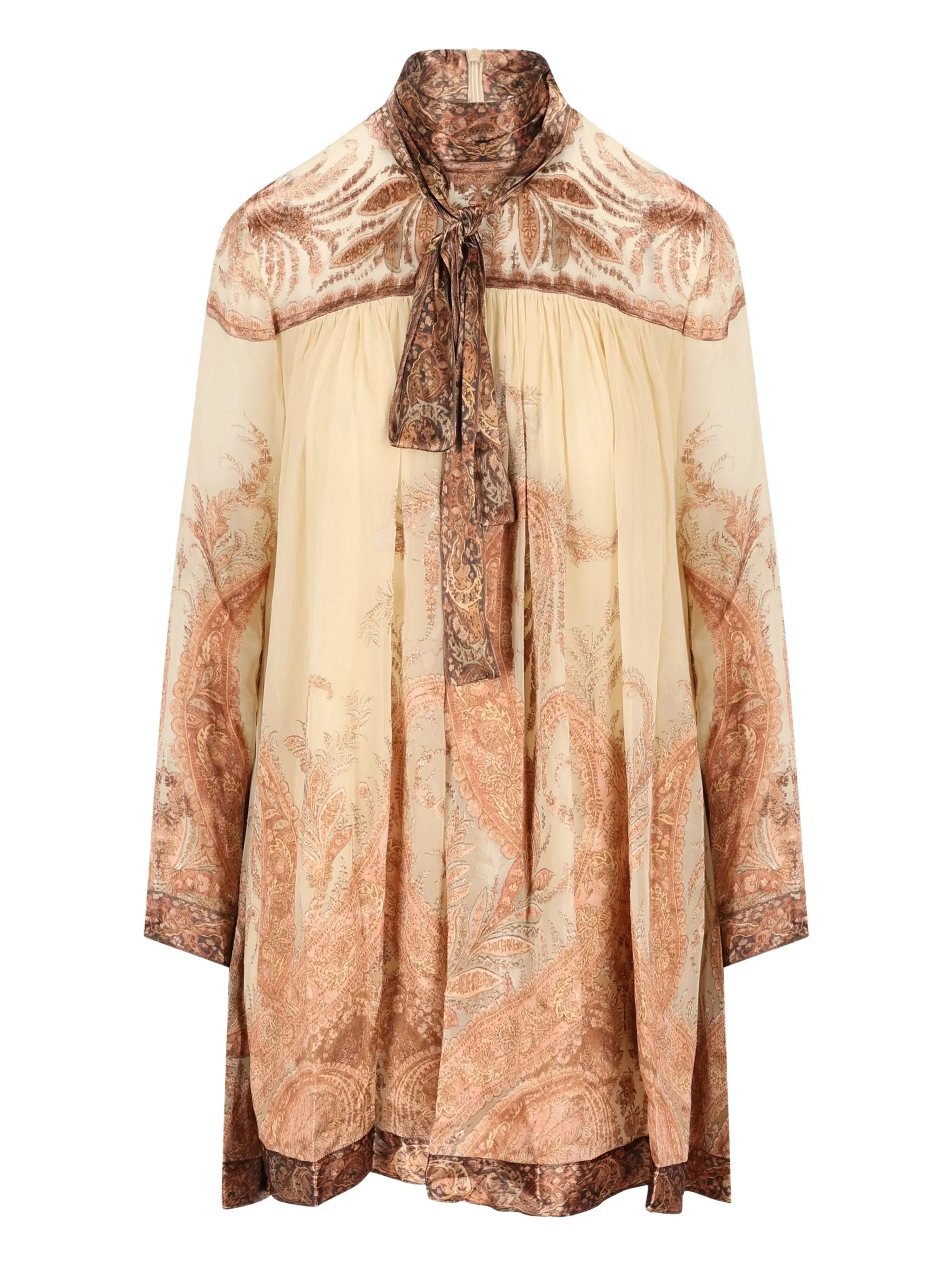 Hypnotic paisley-print tied-neck mini dress