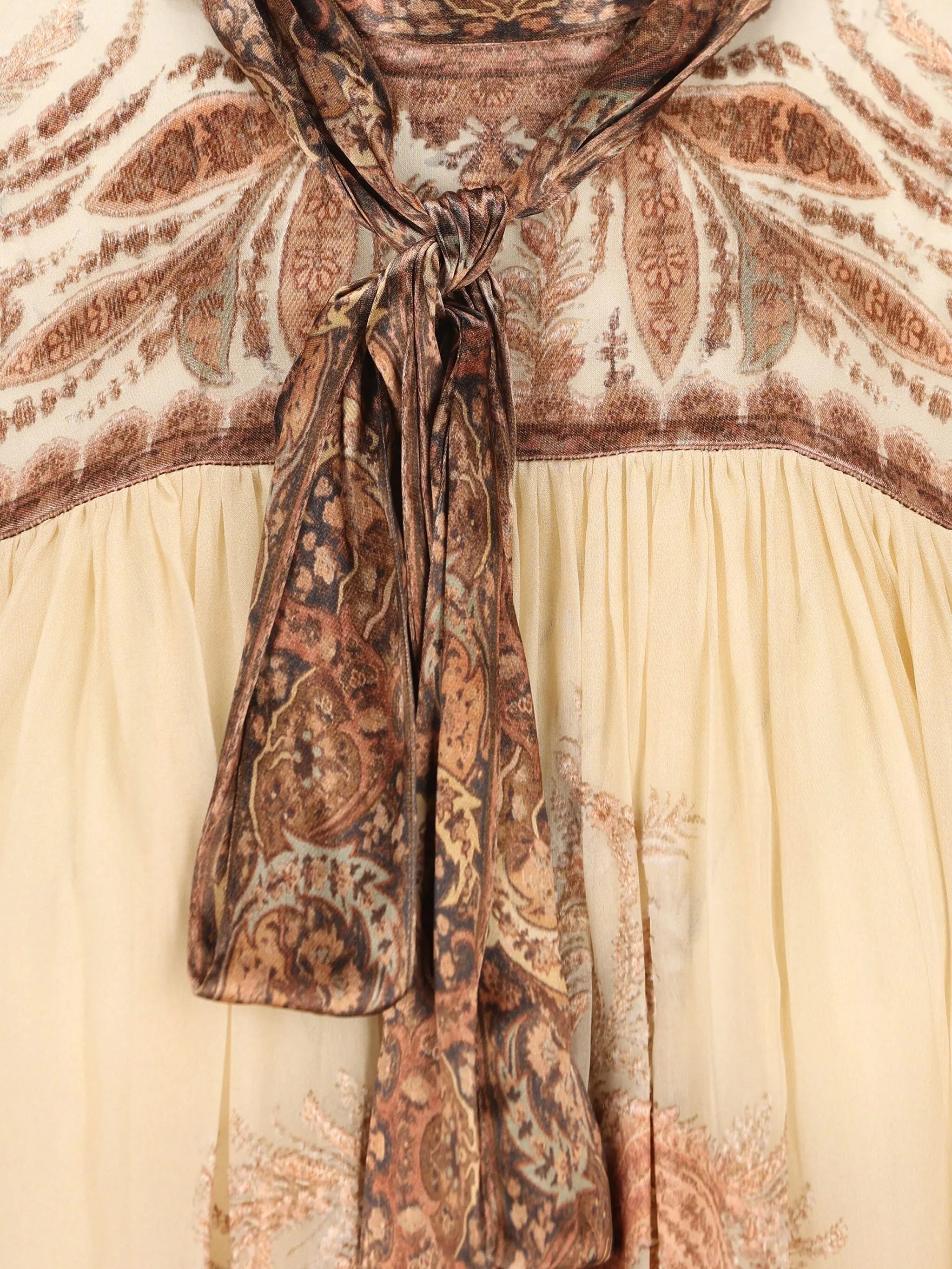 Hypnotic paisley-print tied-neck mini dress