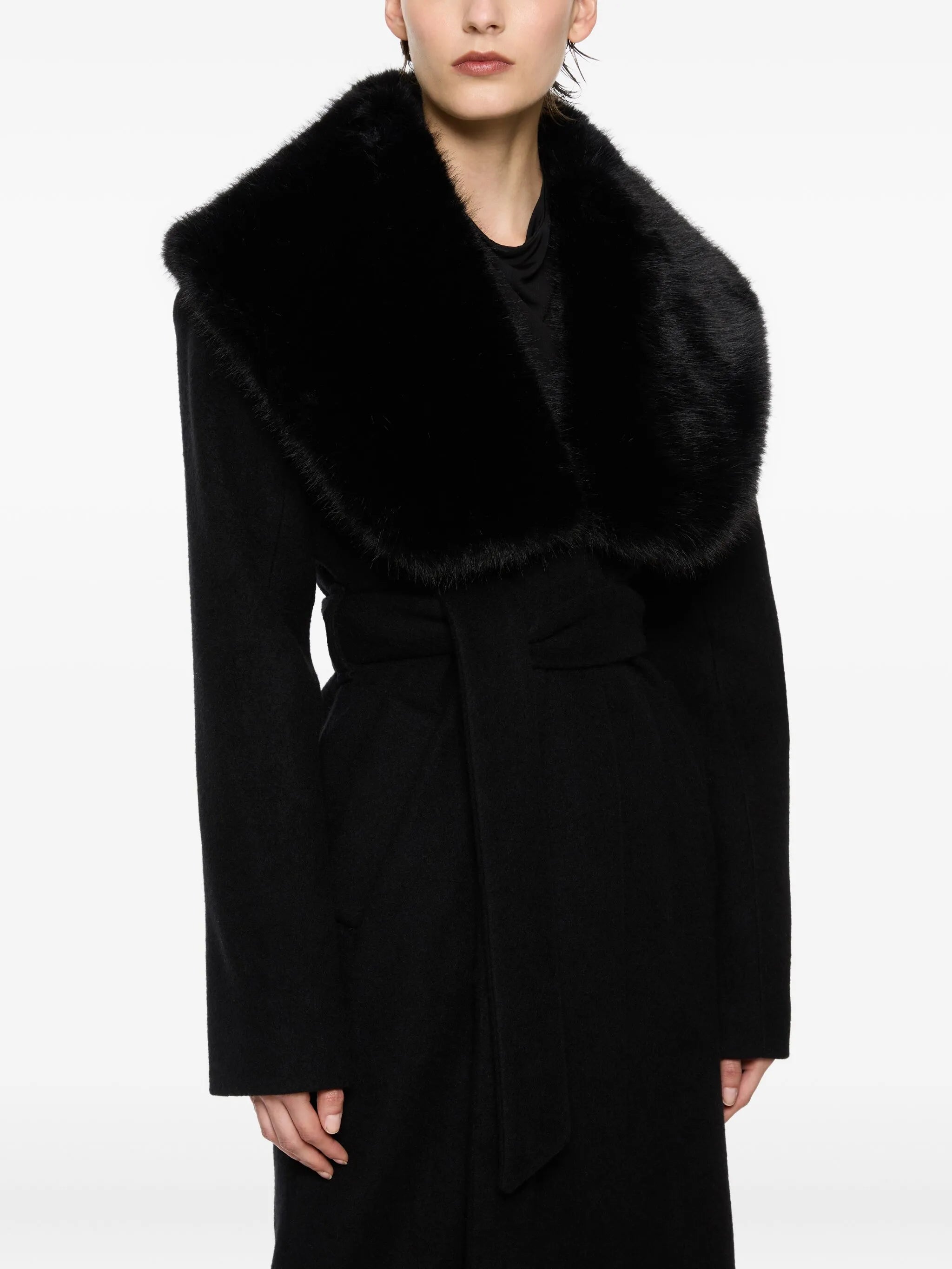 Gabby fur-collar belted coat
