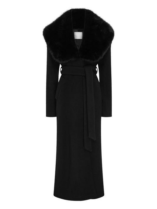 Gabby fur-collar belted coat