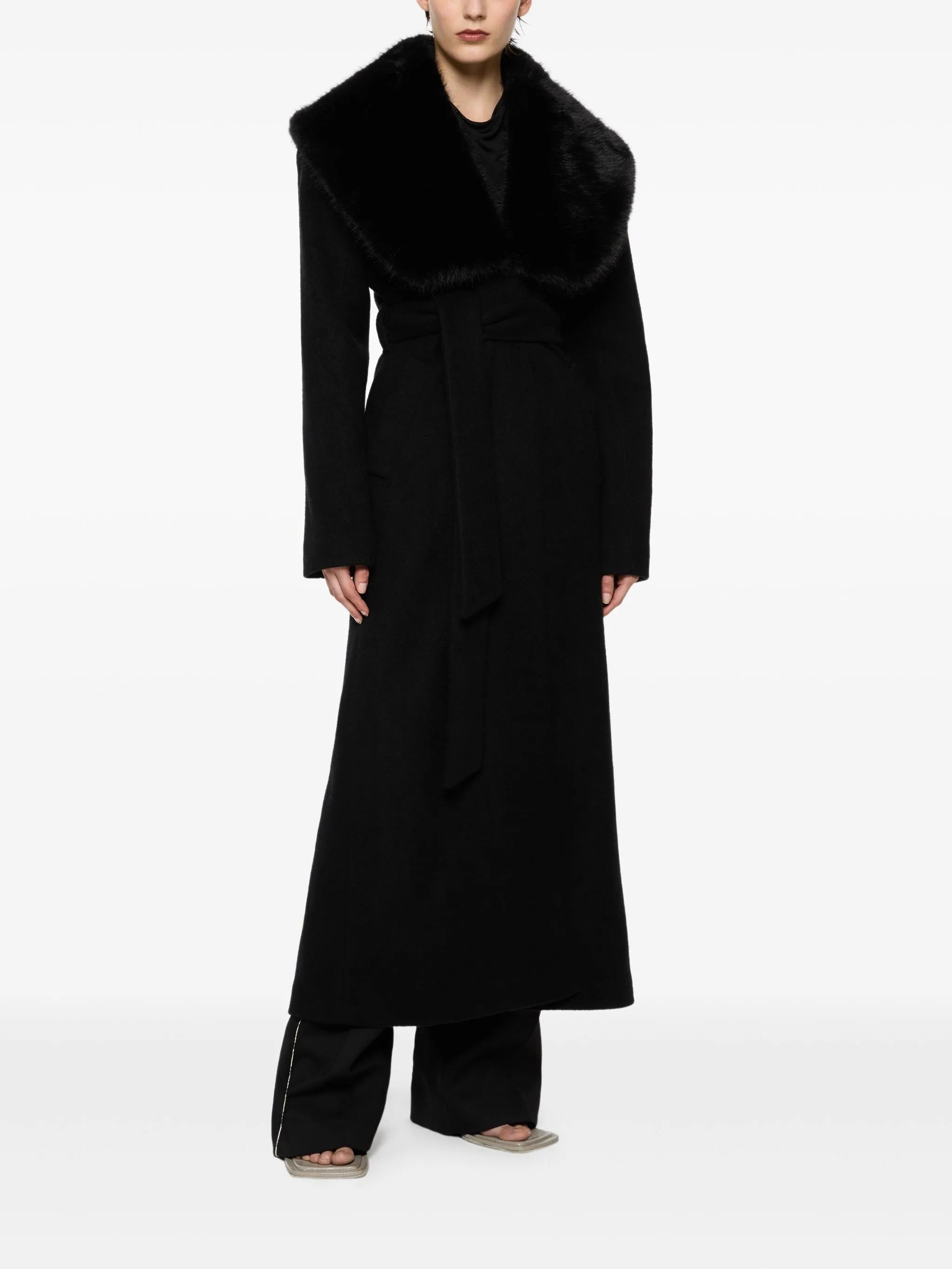 Gabby fur-collar belted coat