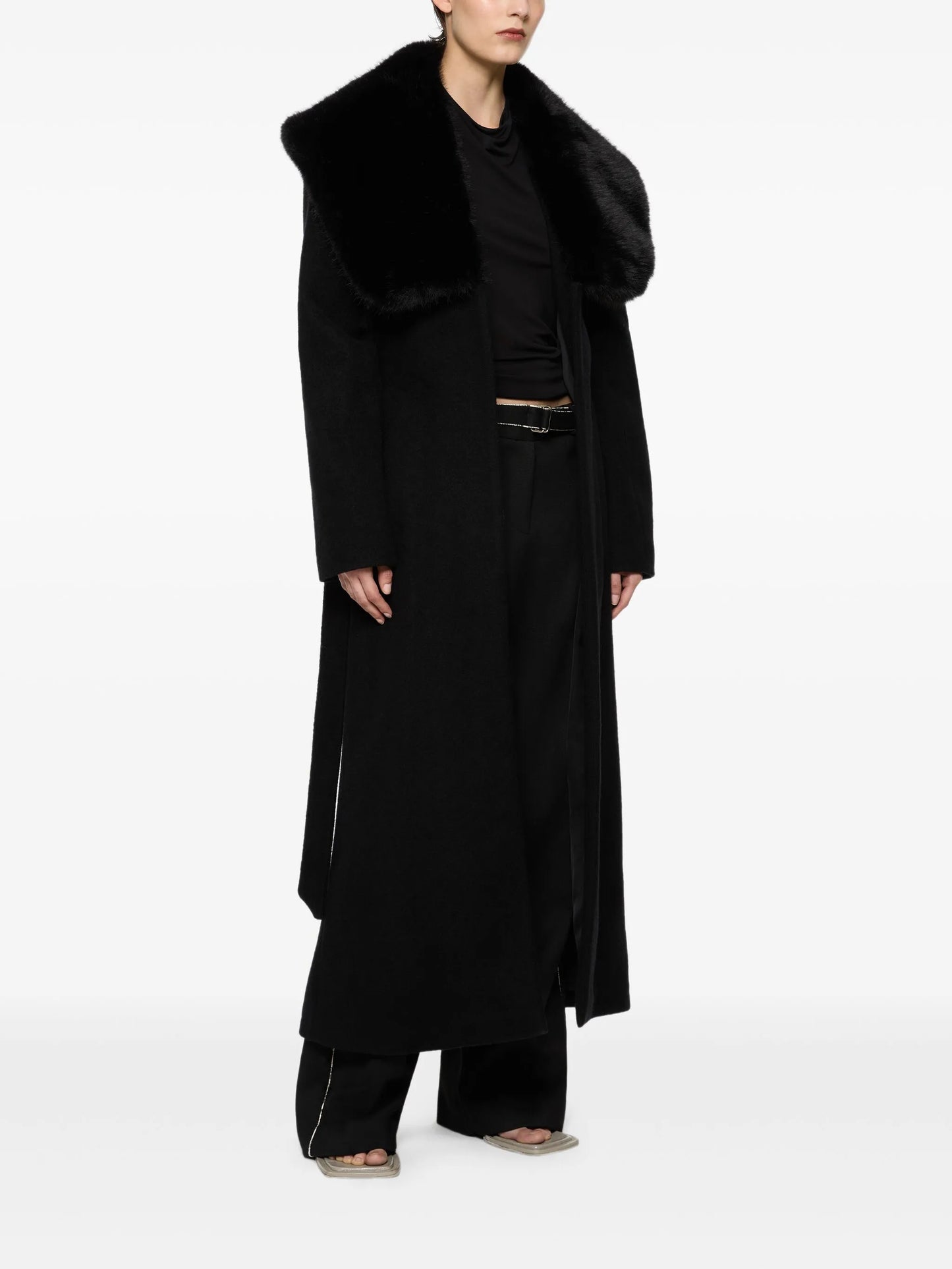 Gabby fur-collar belted coat