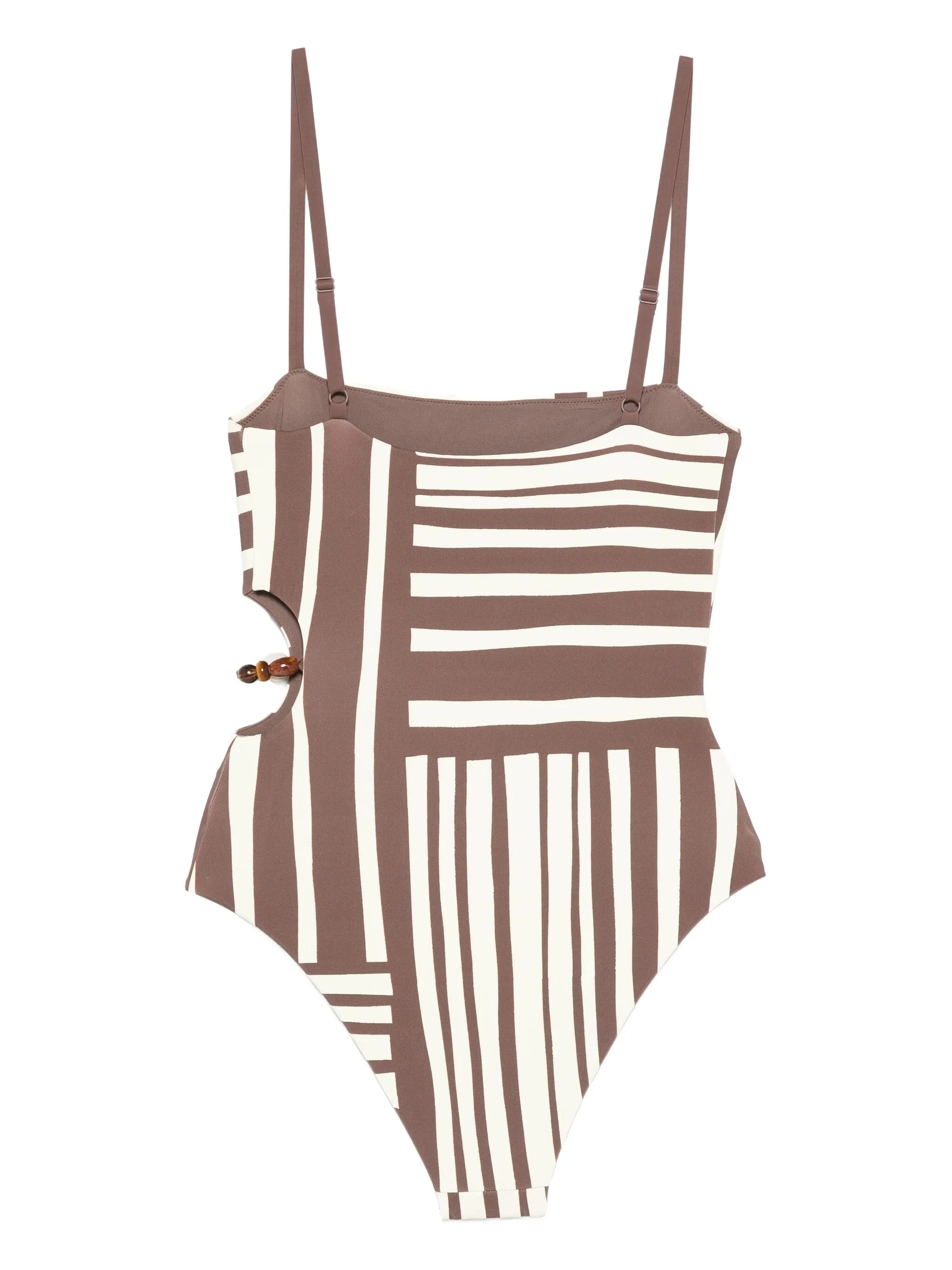 Linocut beaded swimsuit