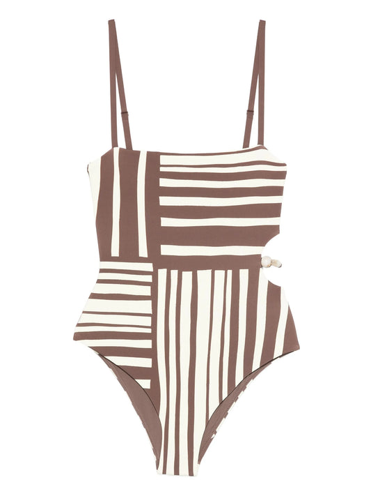 Linocut beaded swimsuit