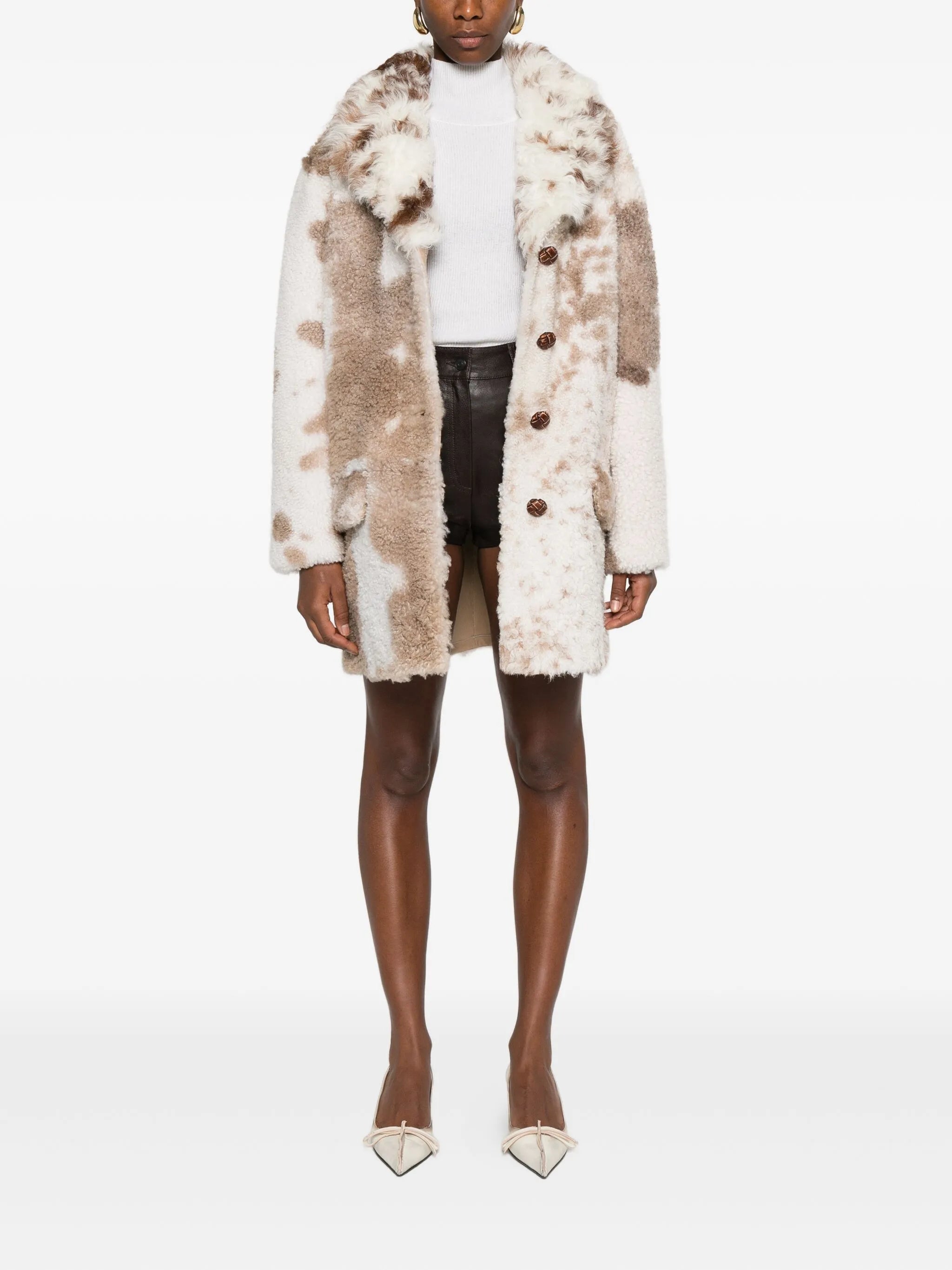 sheepskin flap-pockets coat