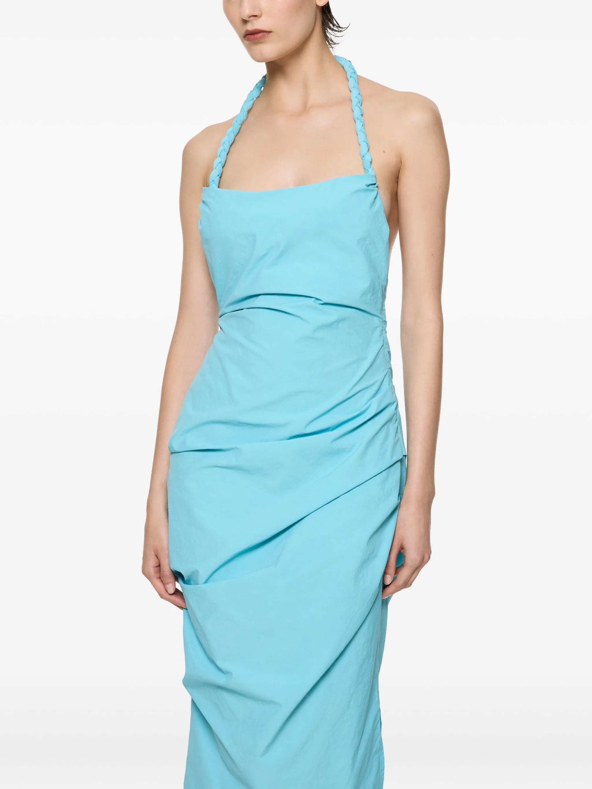 Romy braided-halterneck midi dress