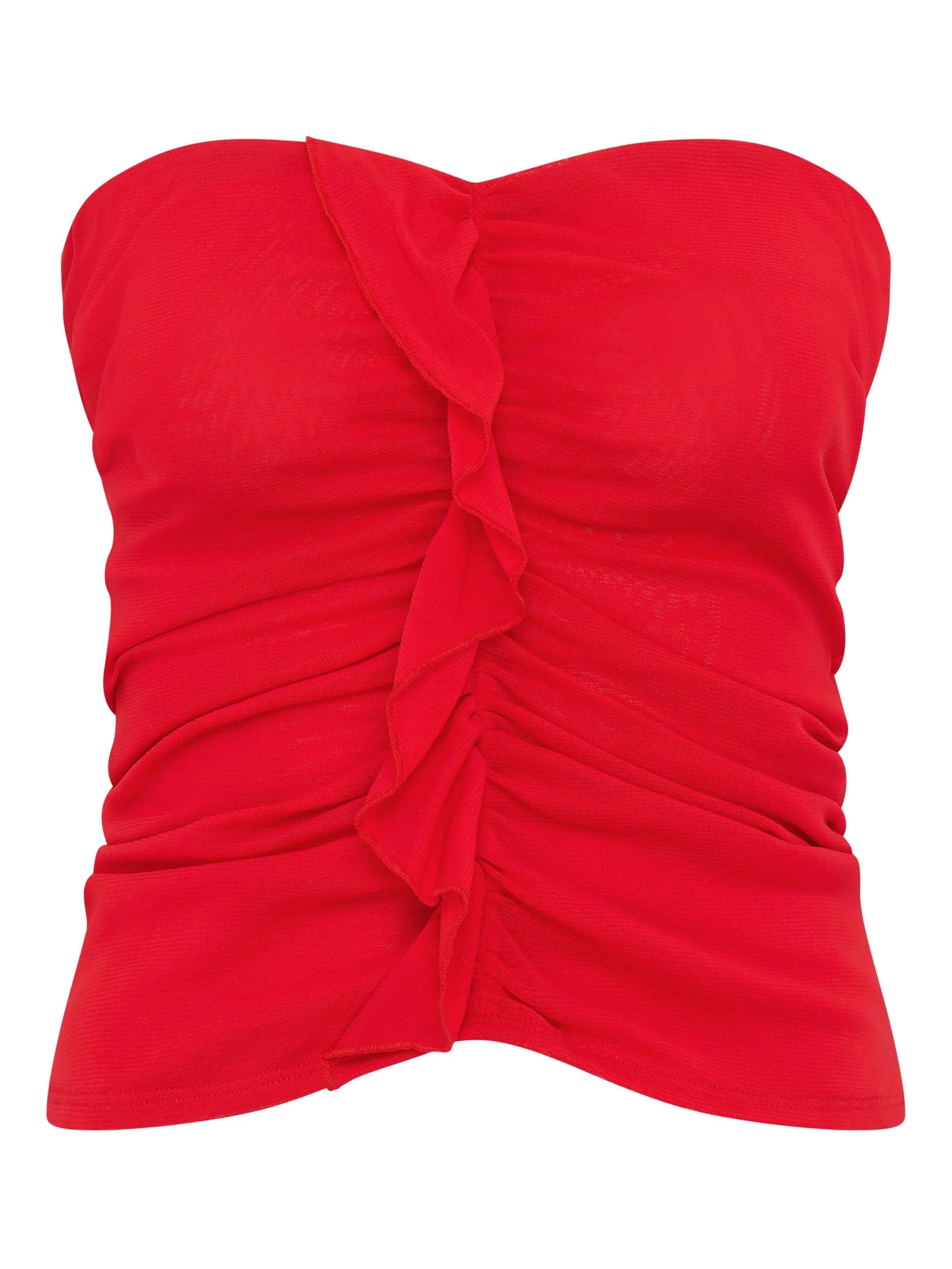 ruffled strapless top