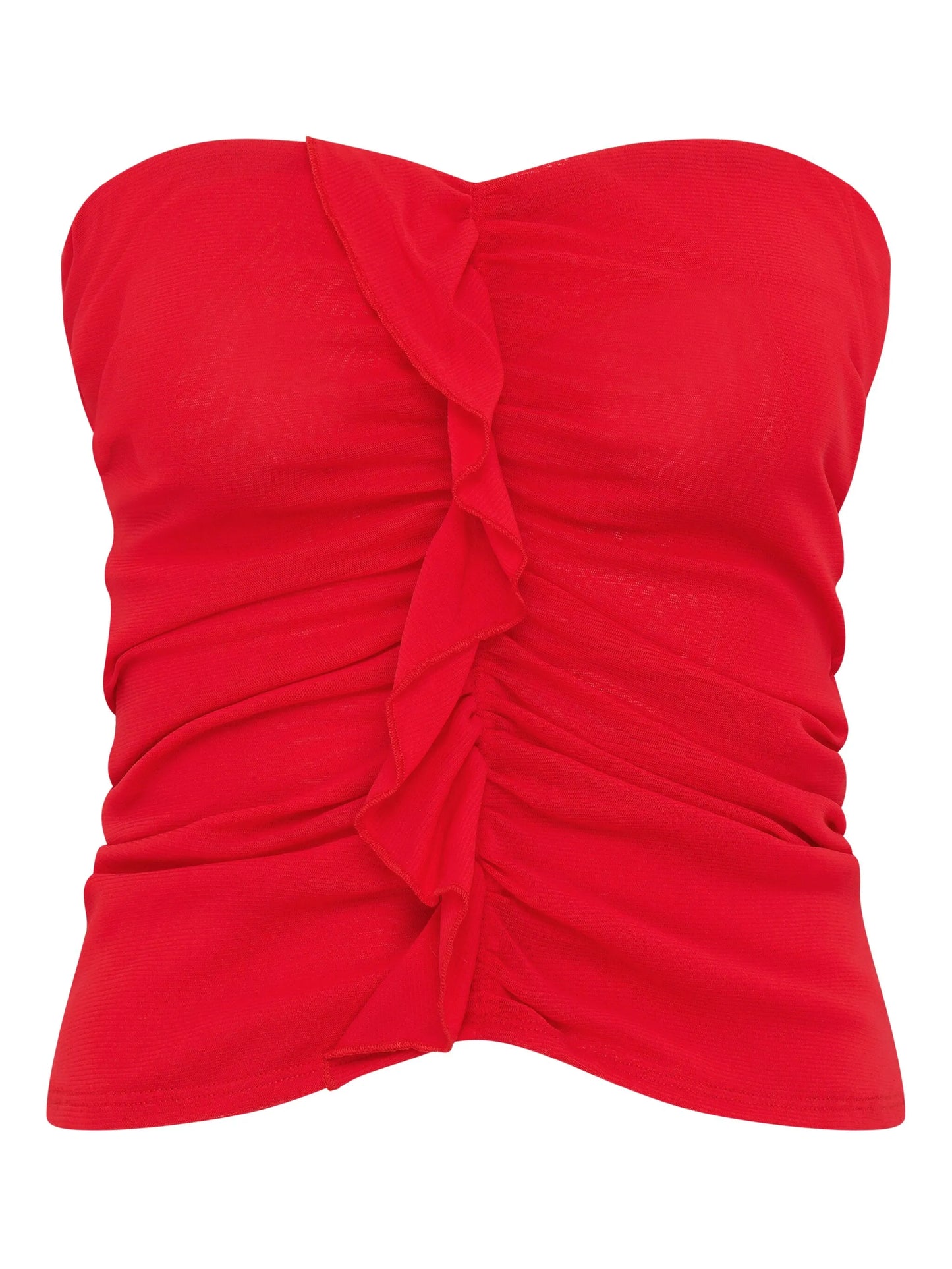 ruffled strapless top