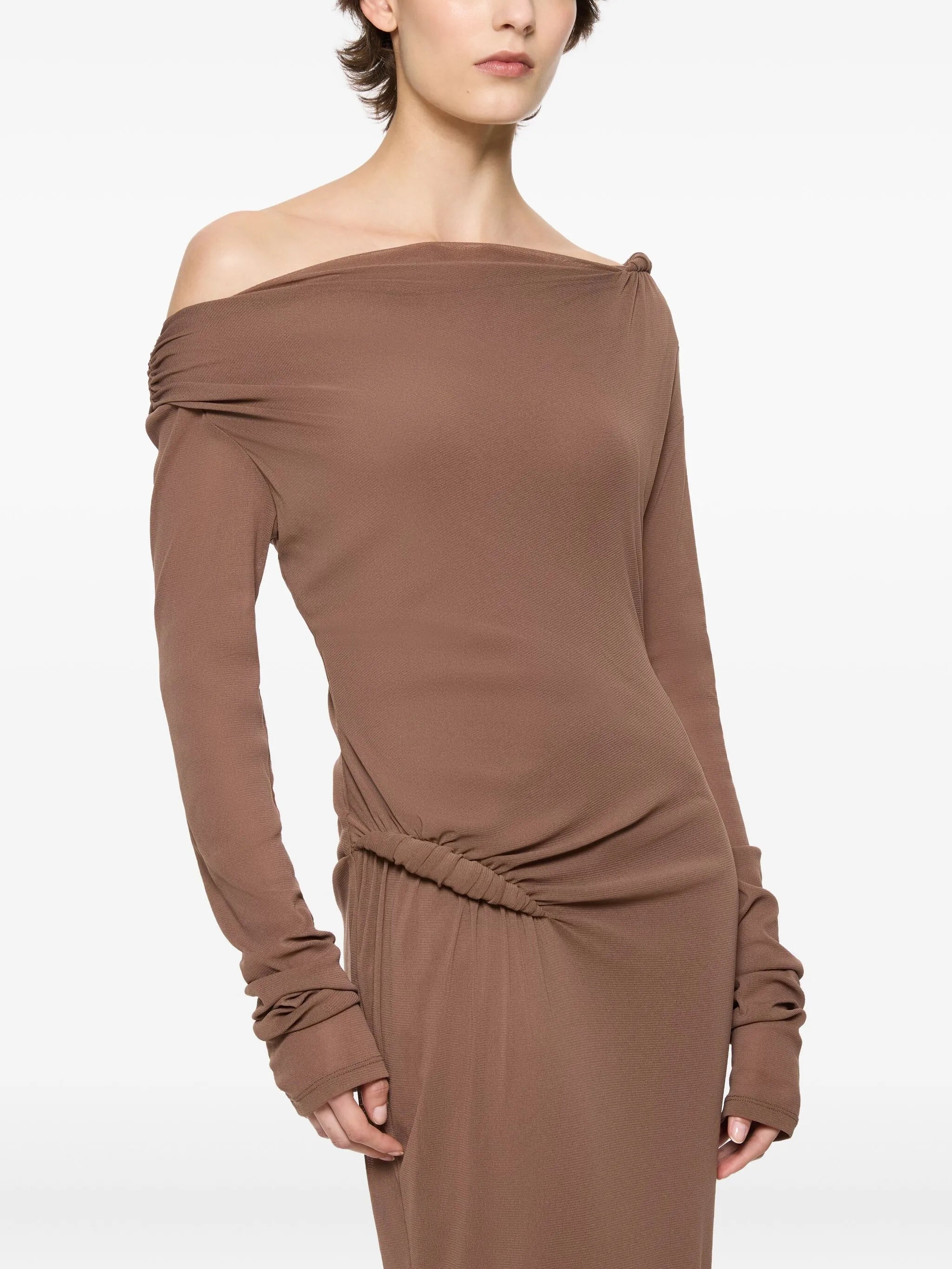 Croissant long-sleeve twisted maxi dress