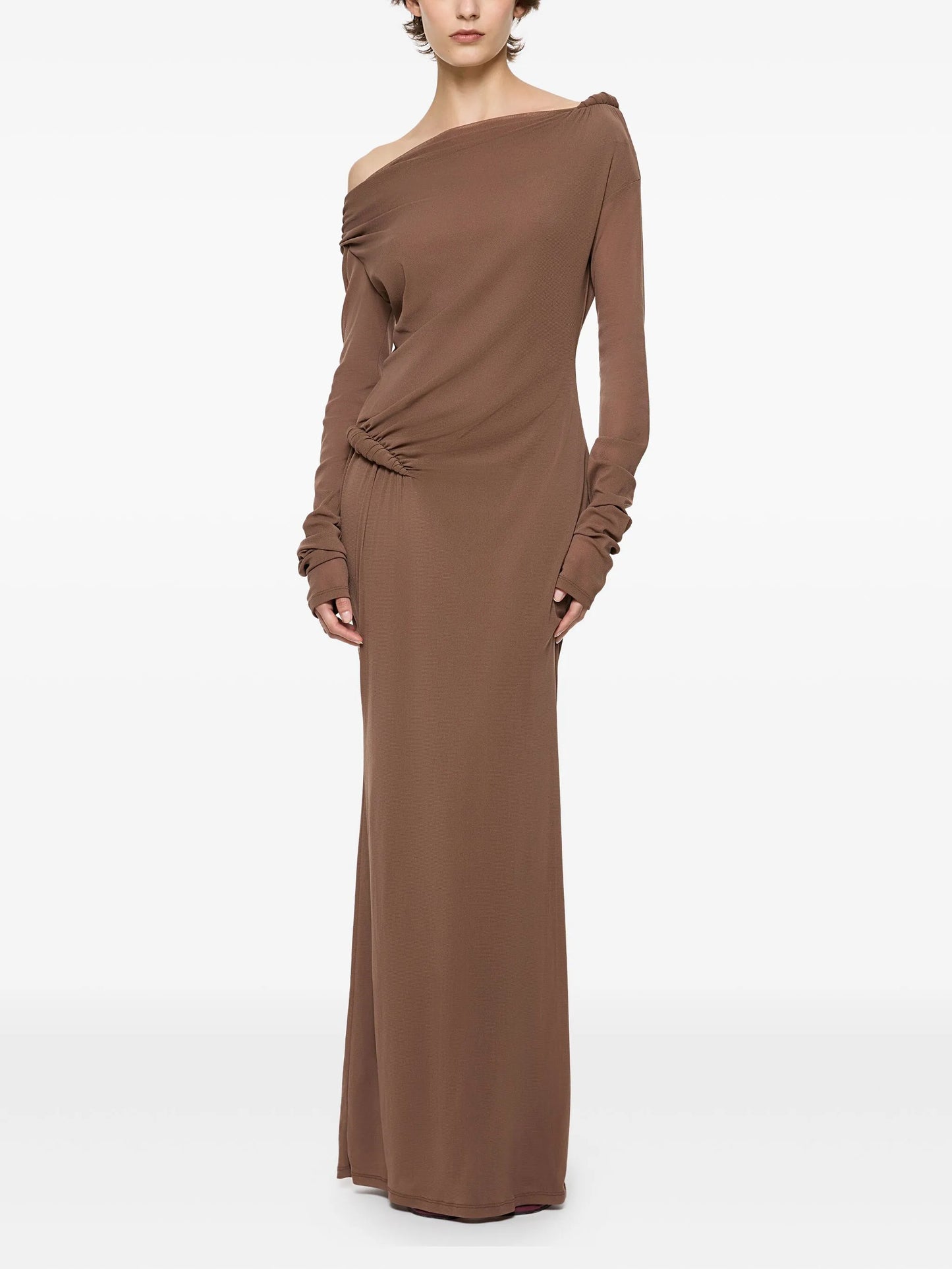 Croissant long-sleeve twisted maxi dress