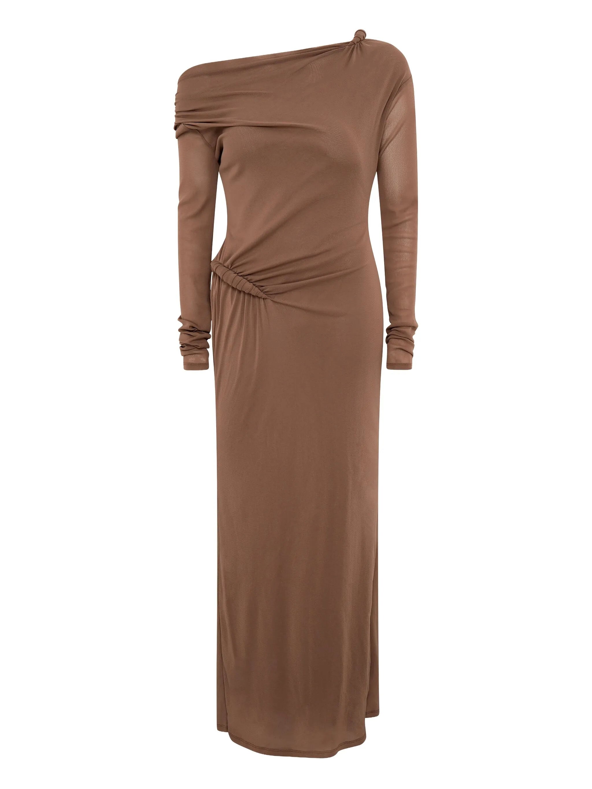 Croissant long-sleeve twisted maxi dress
