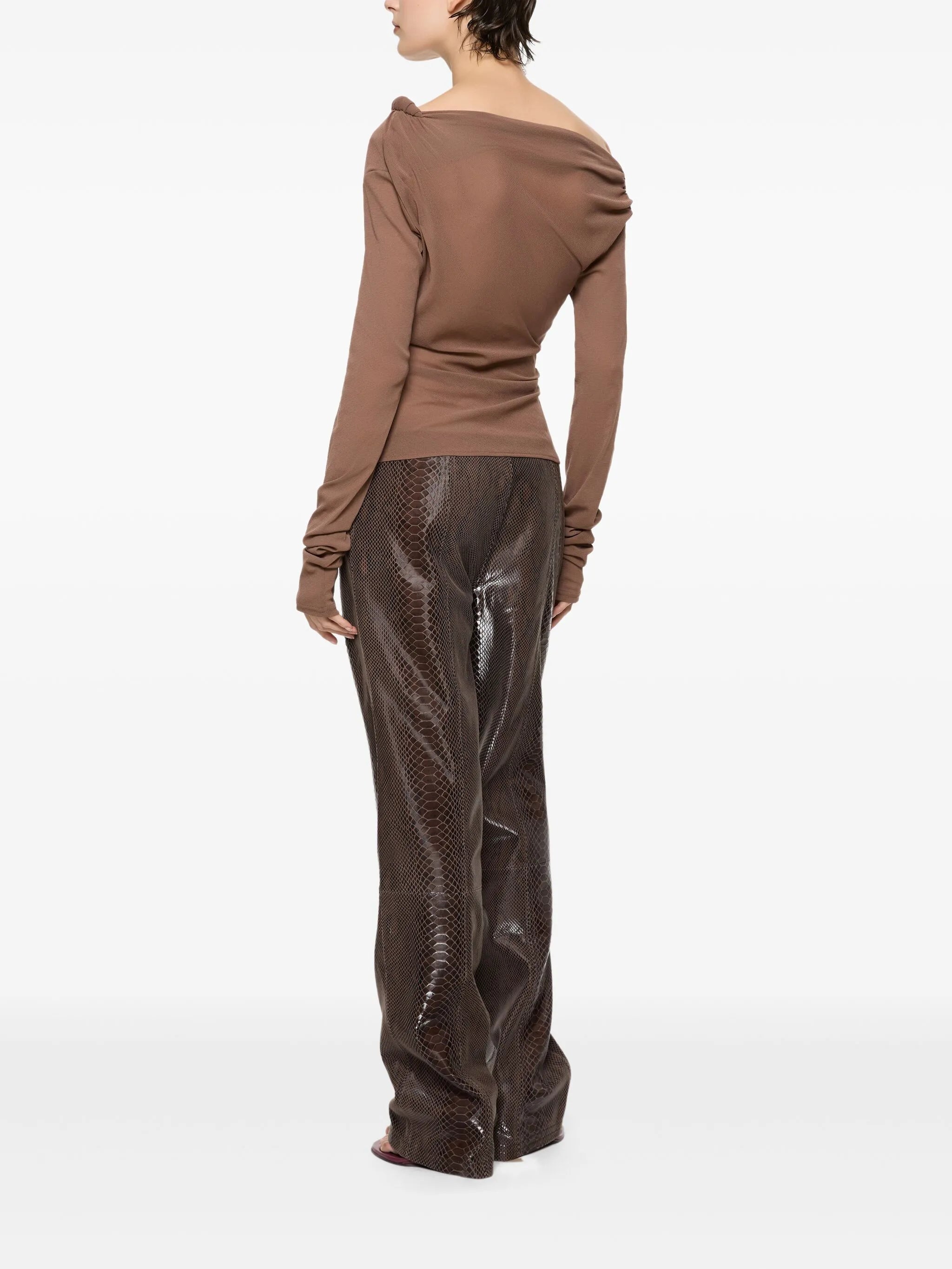 Croissant long-sleeve knot-detail top