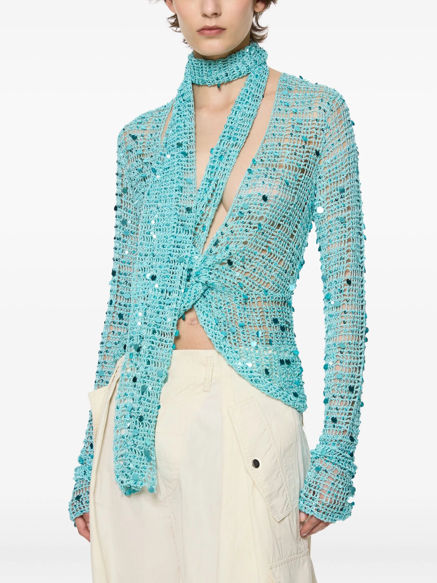 Diana crochet sequin top