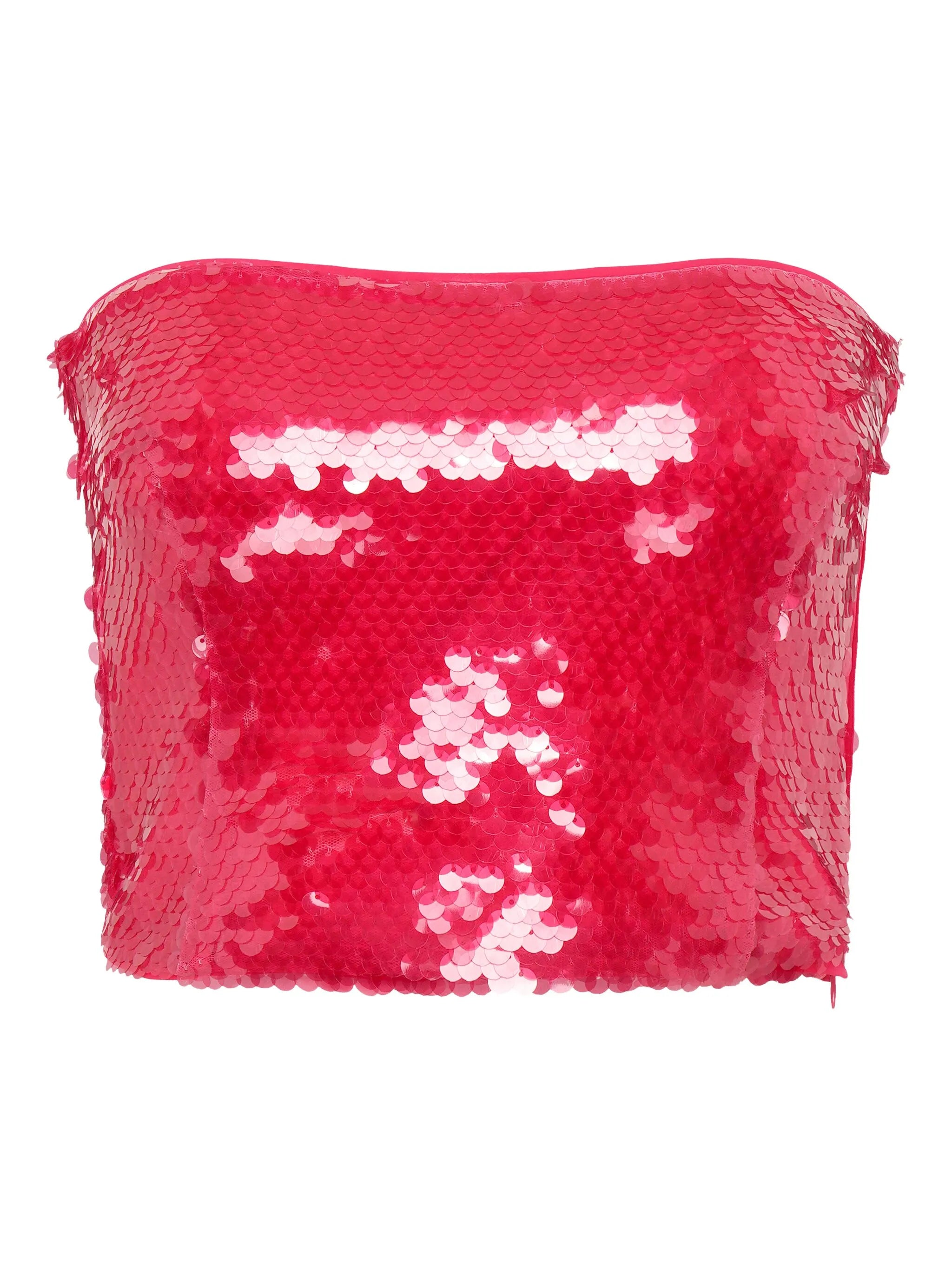 Mermaid sequin strapless tube top