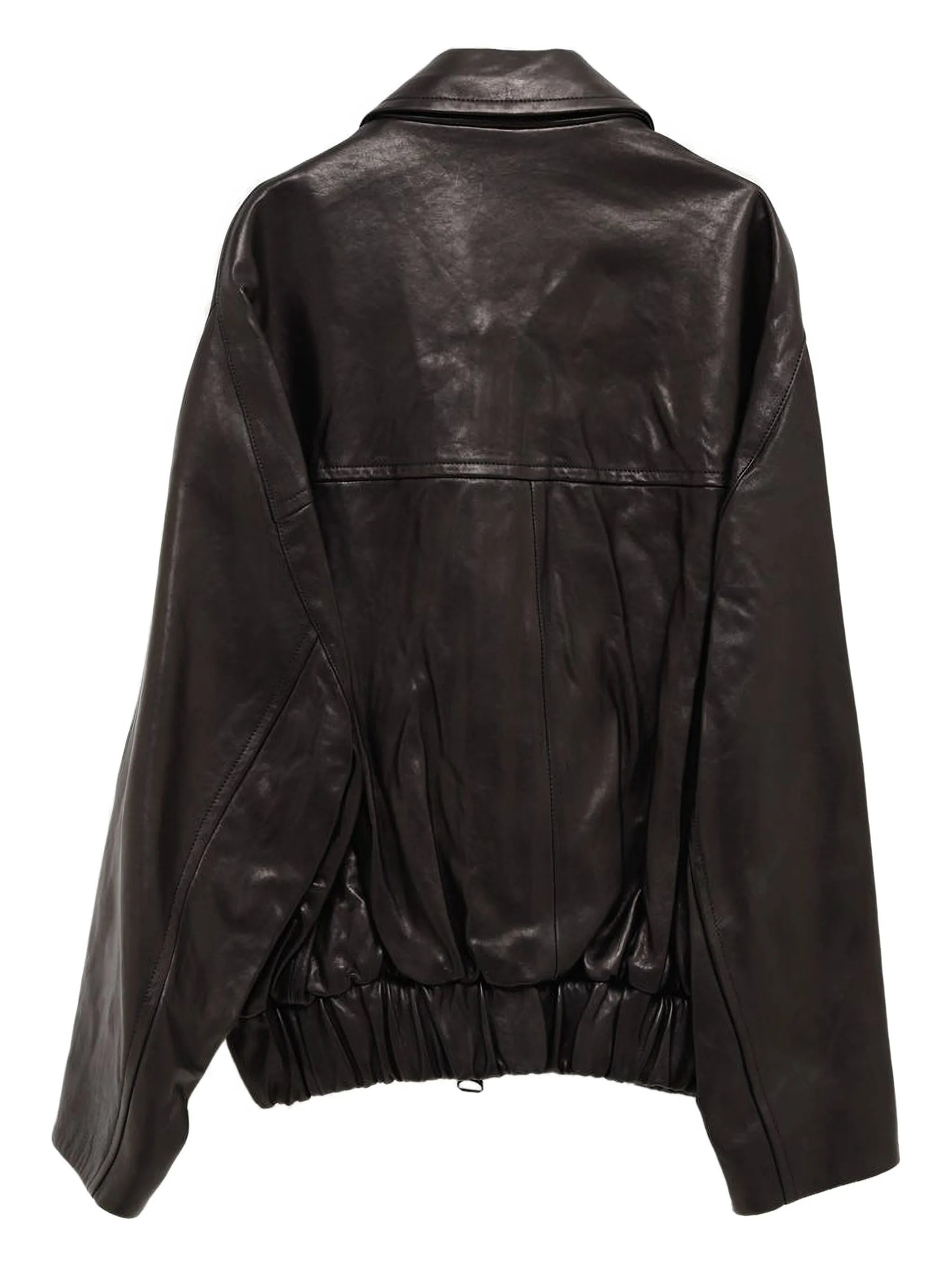 ruched-hem lambskin jacket
