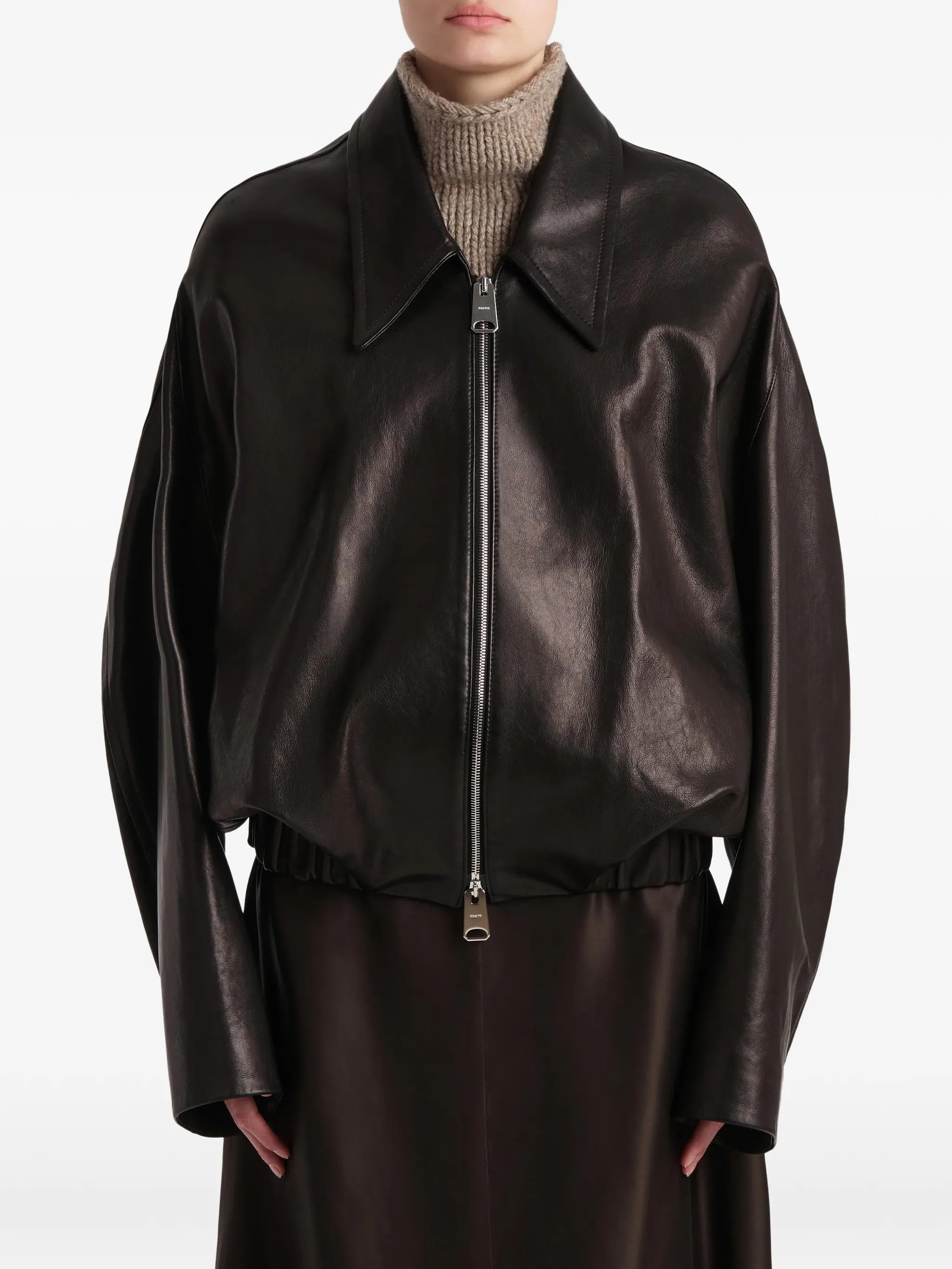 ruched-hem lambskin jacket