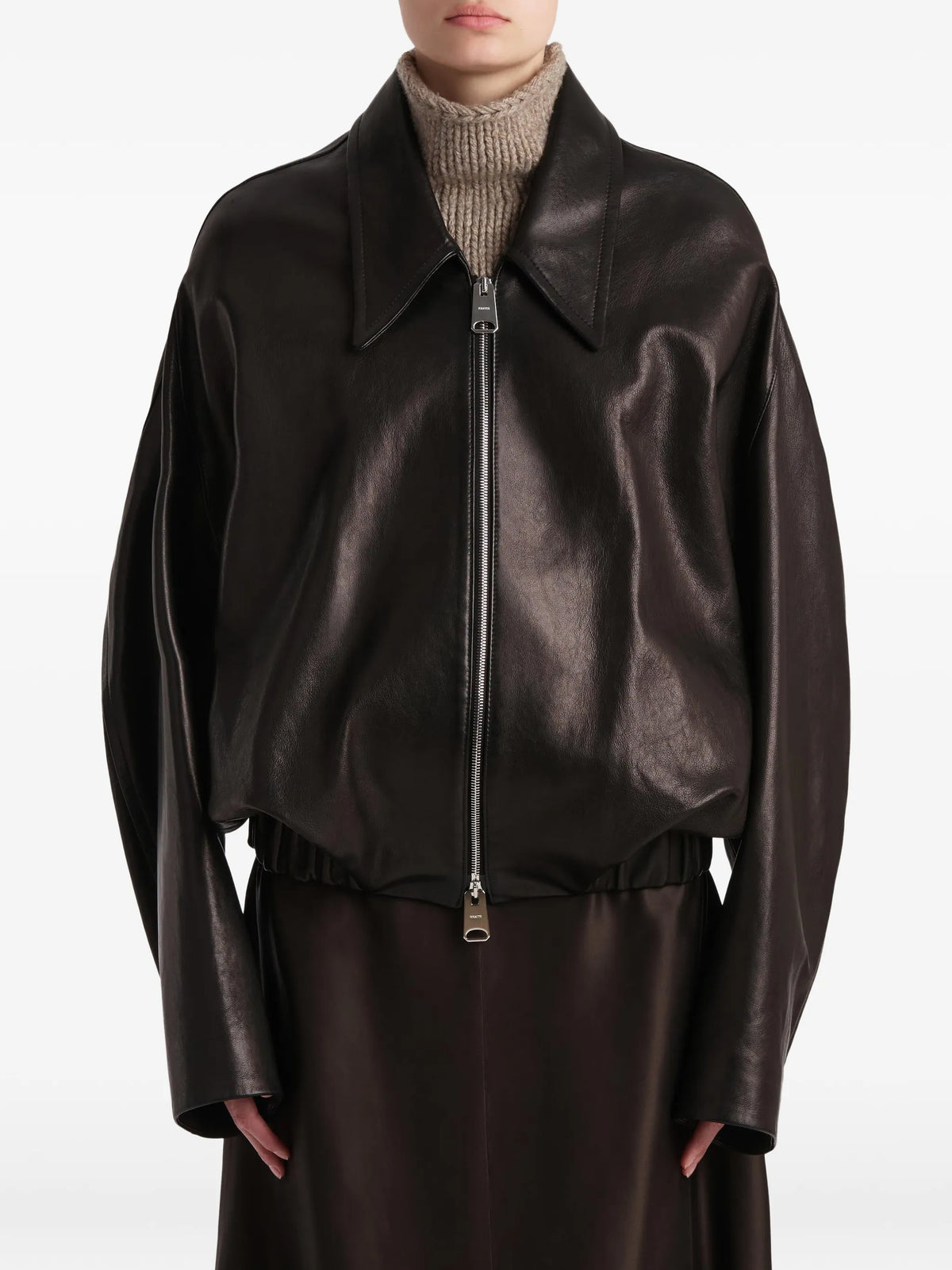 ruched-hem lambskin jacket