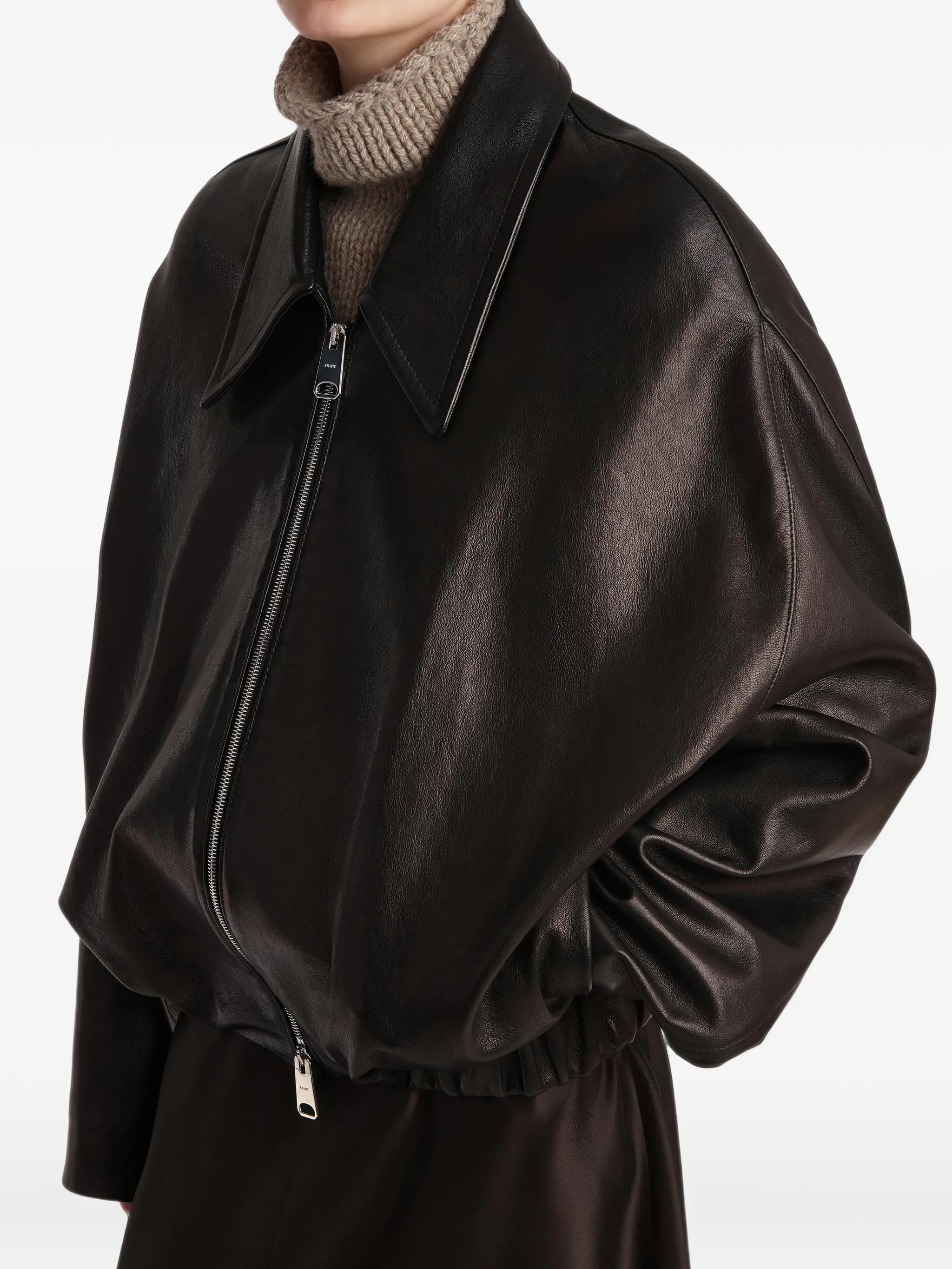ruched-hem lambskin jacket