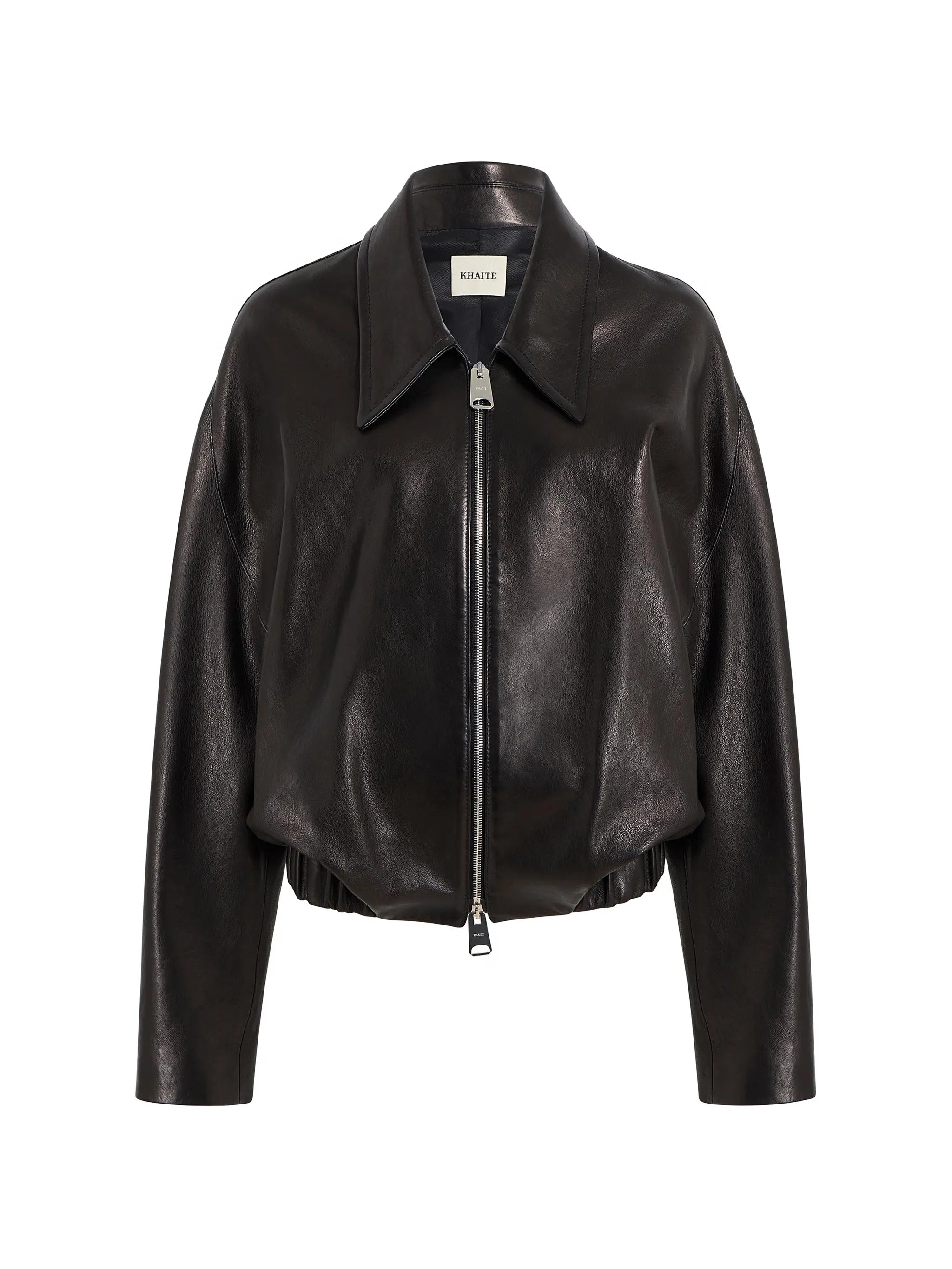 ruched-hem lambskin jacket