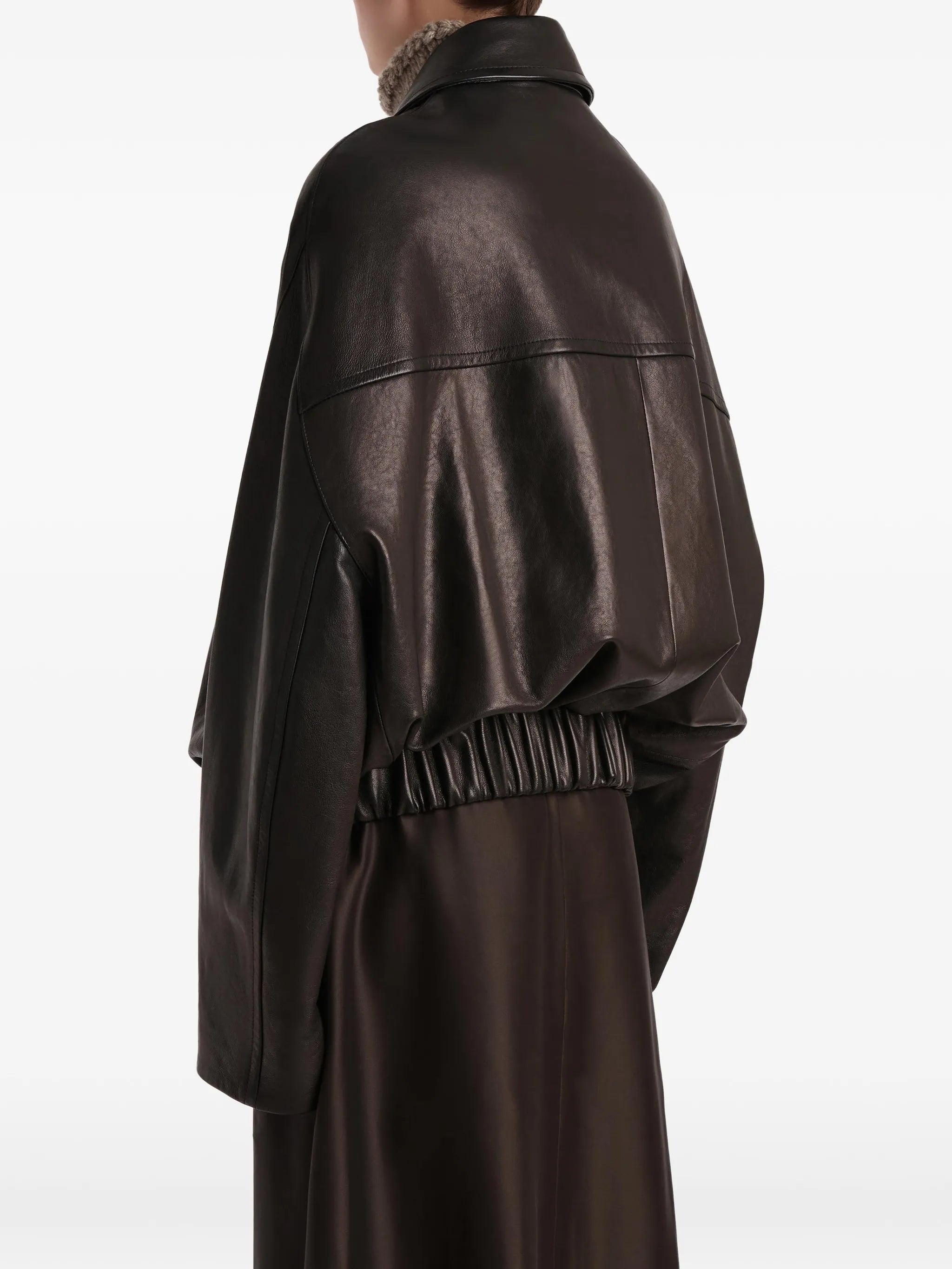 ruched-hem lambskin jacket