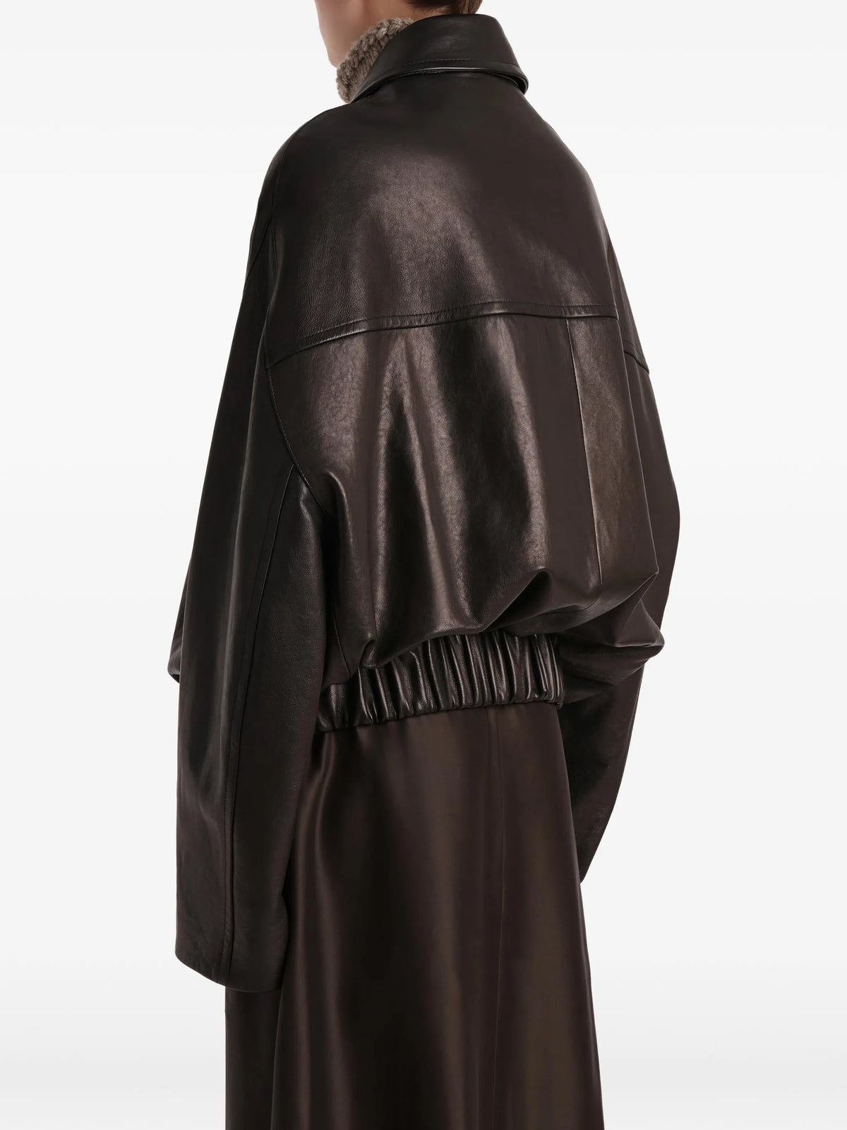 ruched-hem lambskin jacket