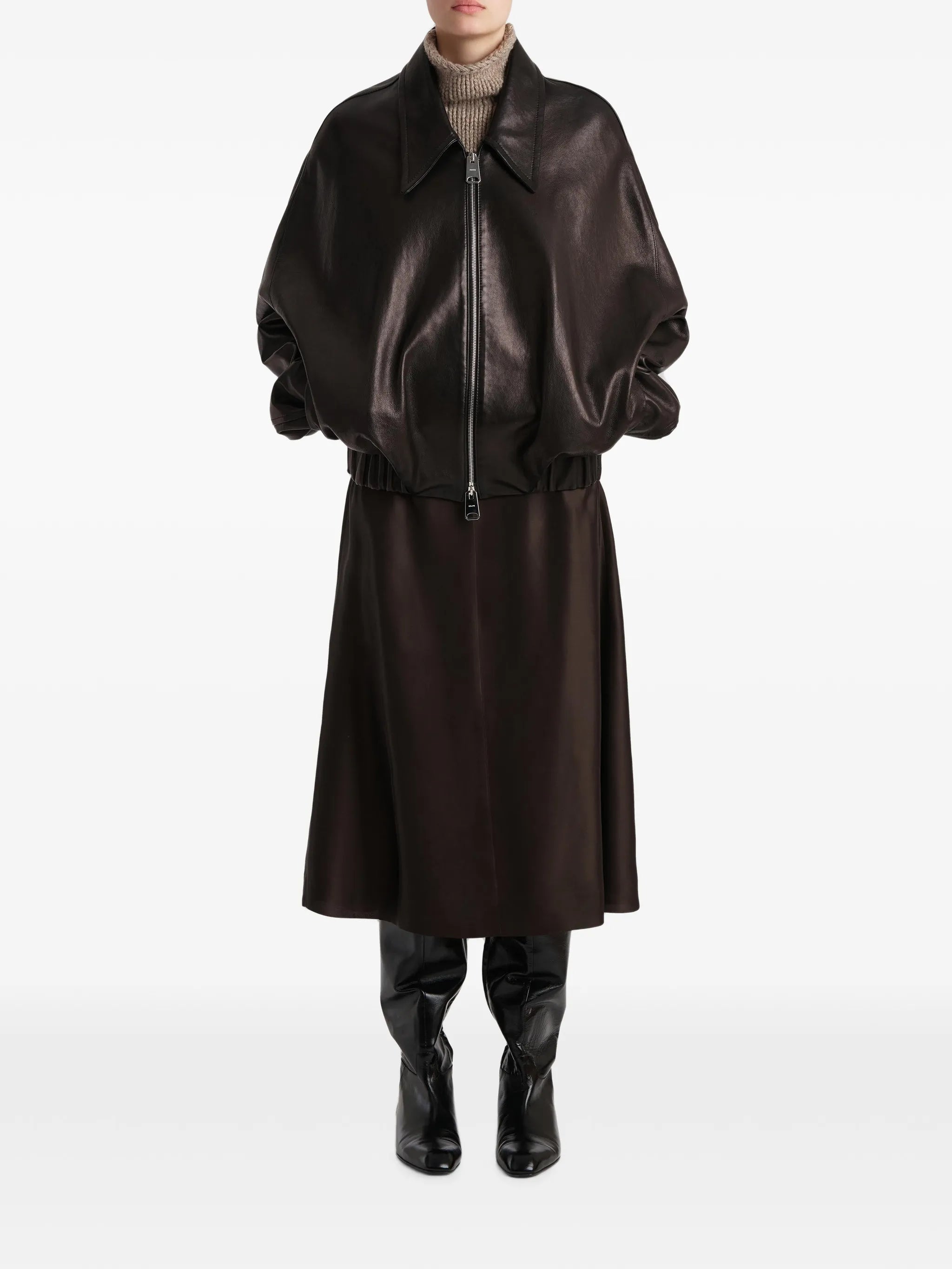 ruched-hem lambskin jacket
