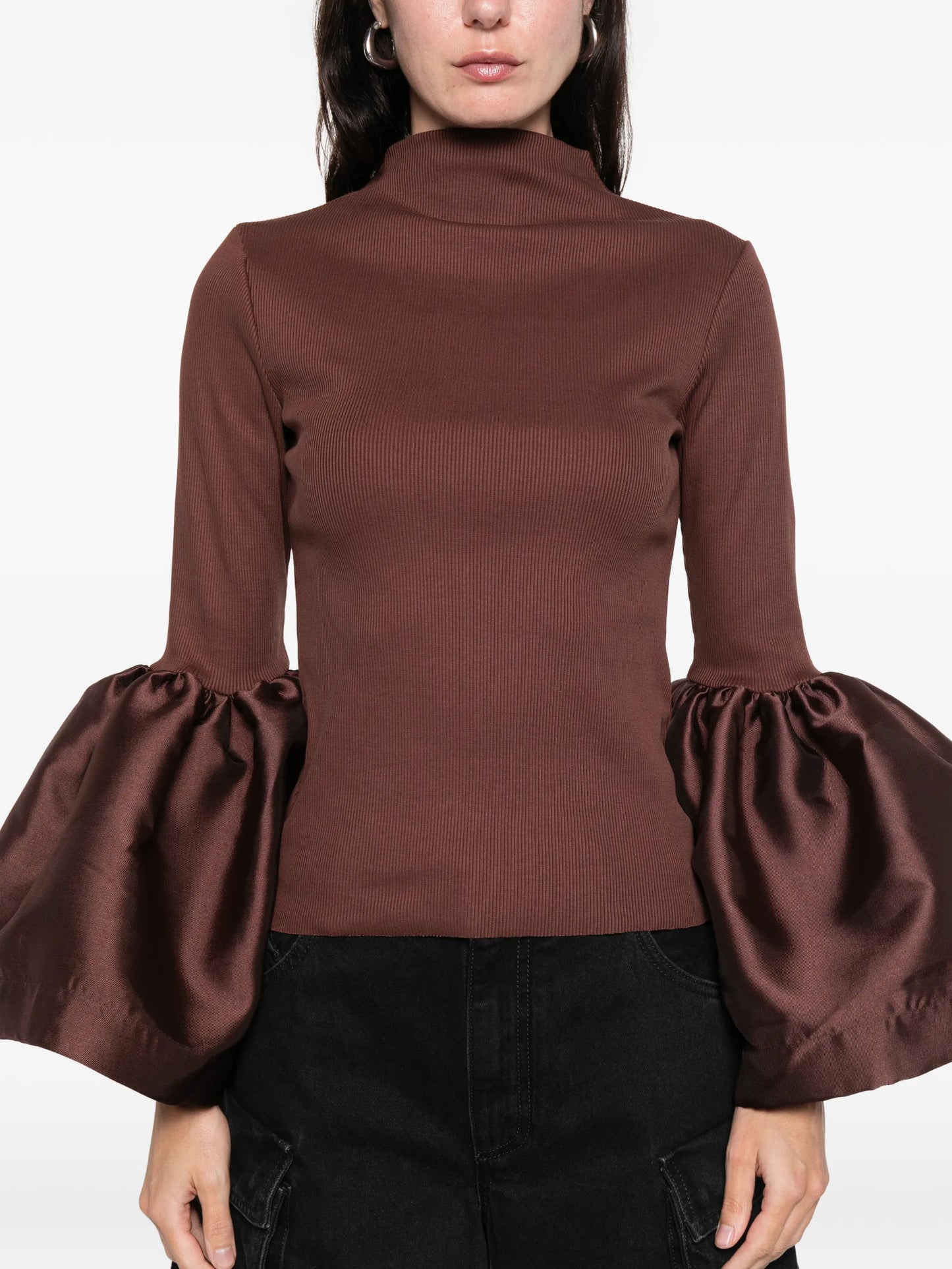 turtleneck puff-sleeve top
