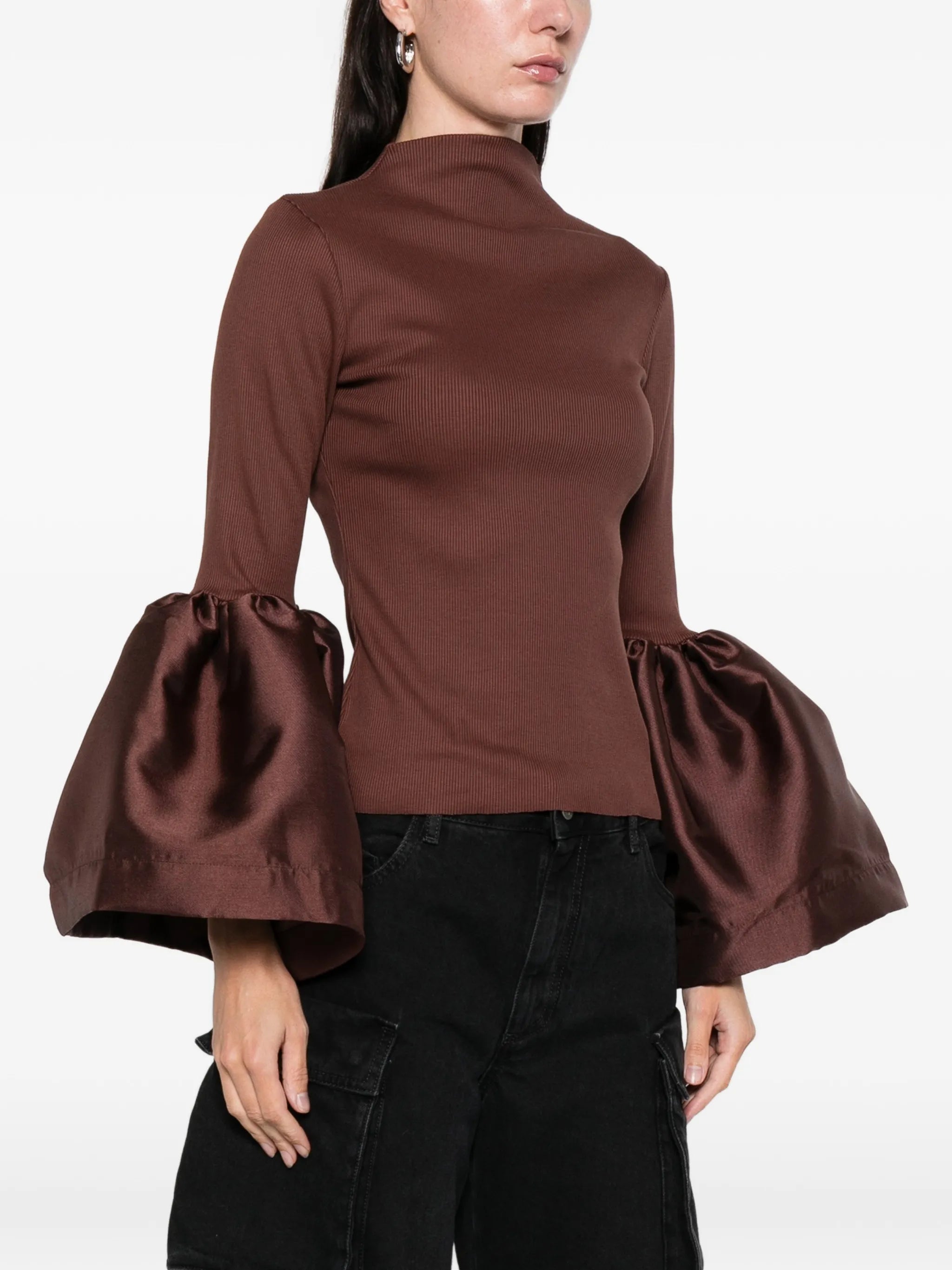 turtleneck puff-sleeve top
