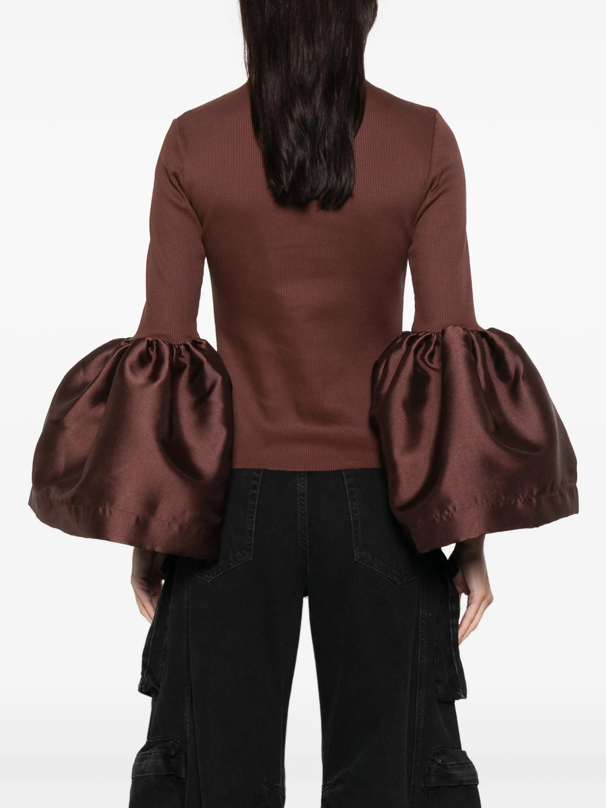 turtleneck puff-sleeve top